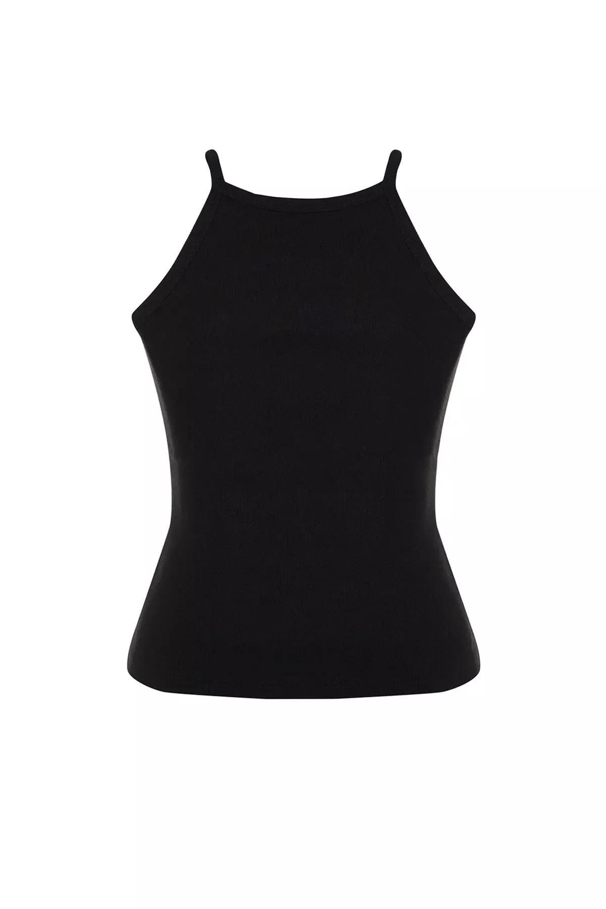 Black Fitted Plus Size Tank Top, , large image number 5