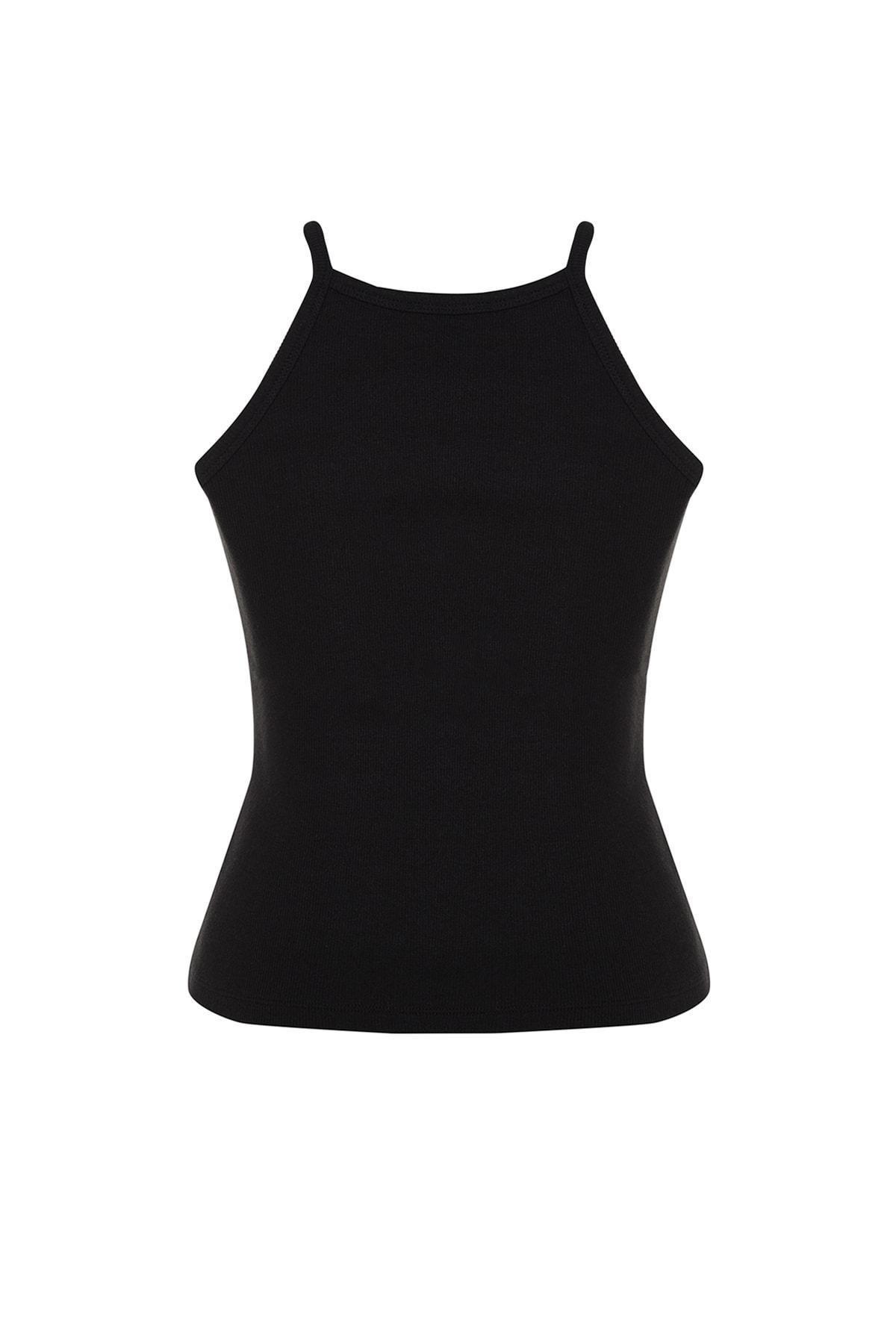 Black Fitted Plus Size Tank Top, , large image number 5