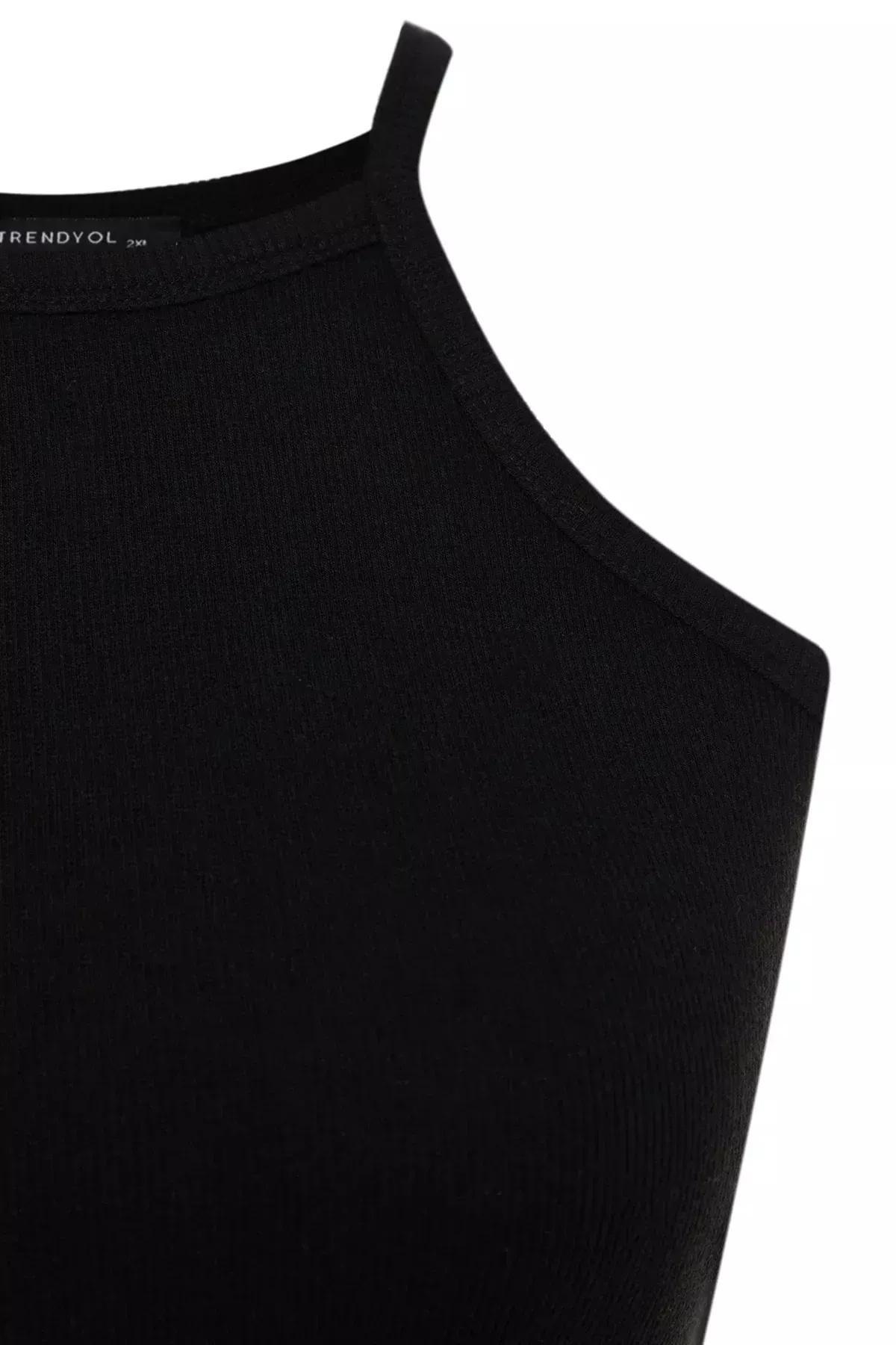 Black Fitted Plus Size Tank Top, , large image number 6