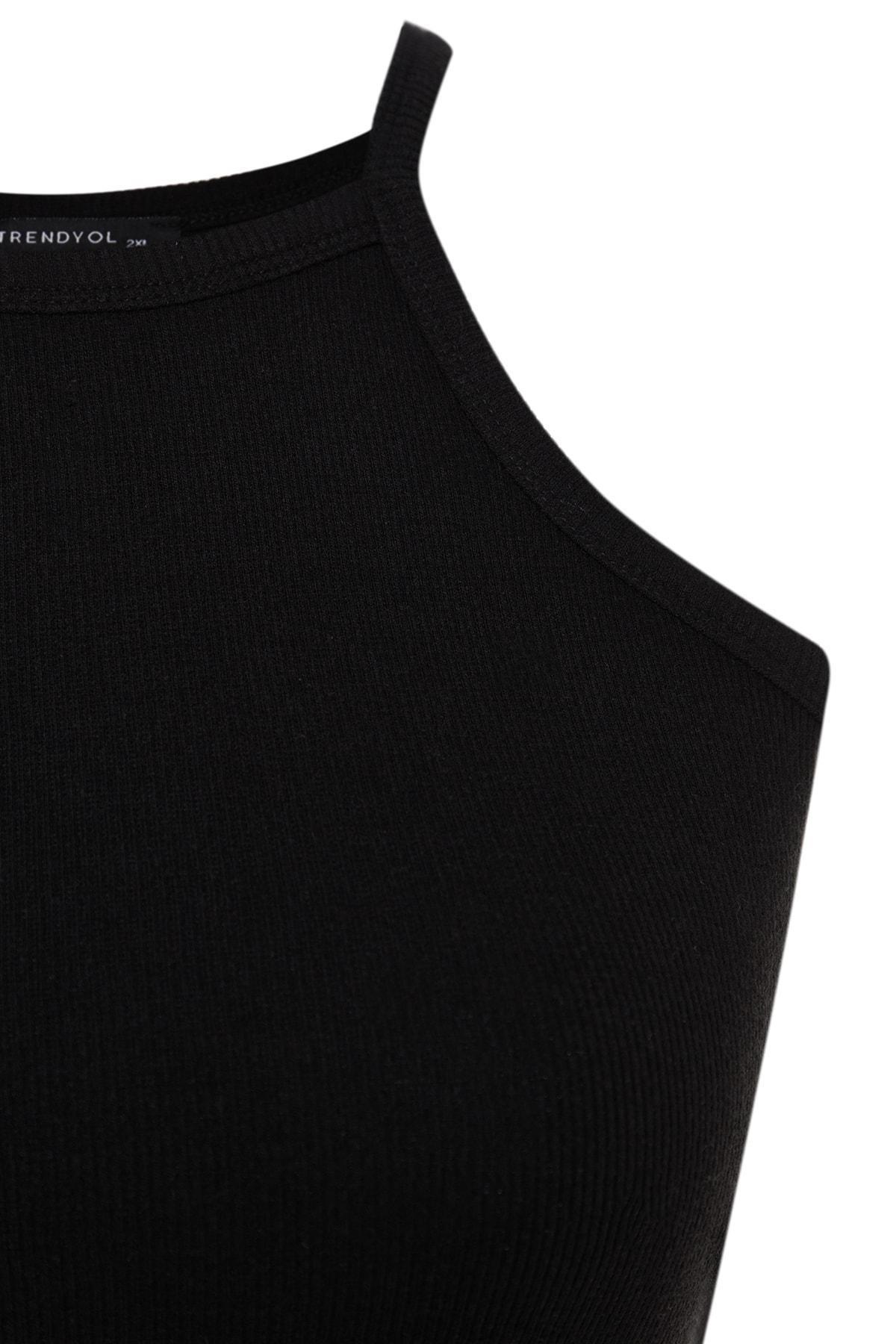 Black Fitted Plus Size Tank Top, , large image number 6