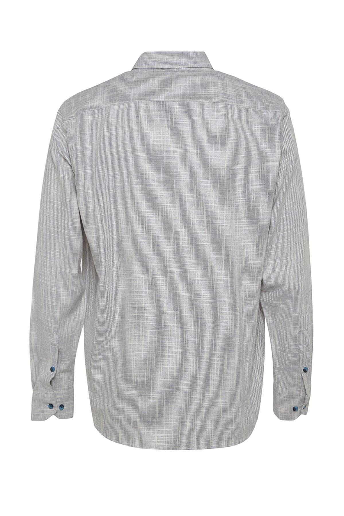Grey Cotton Collared Shirt, Blue, large image number 7
