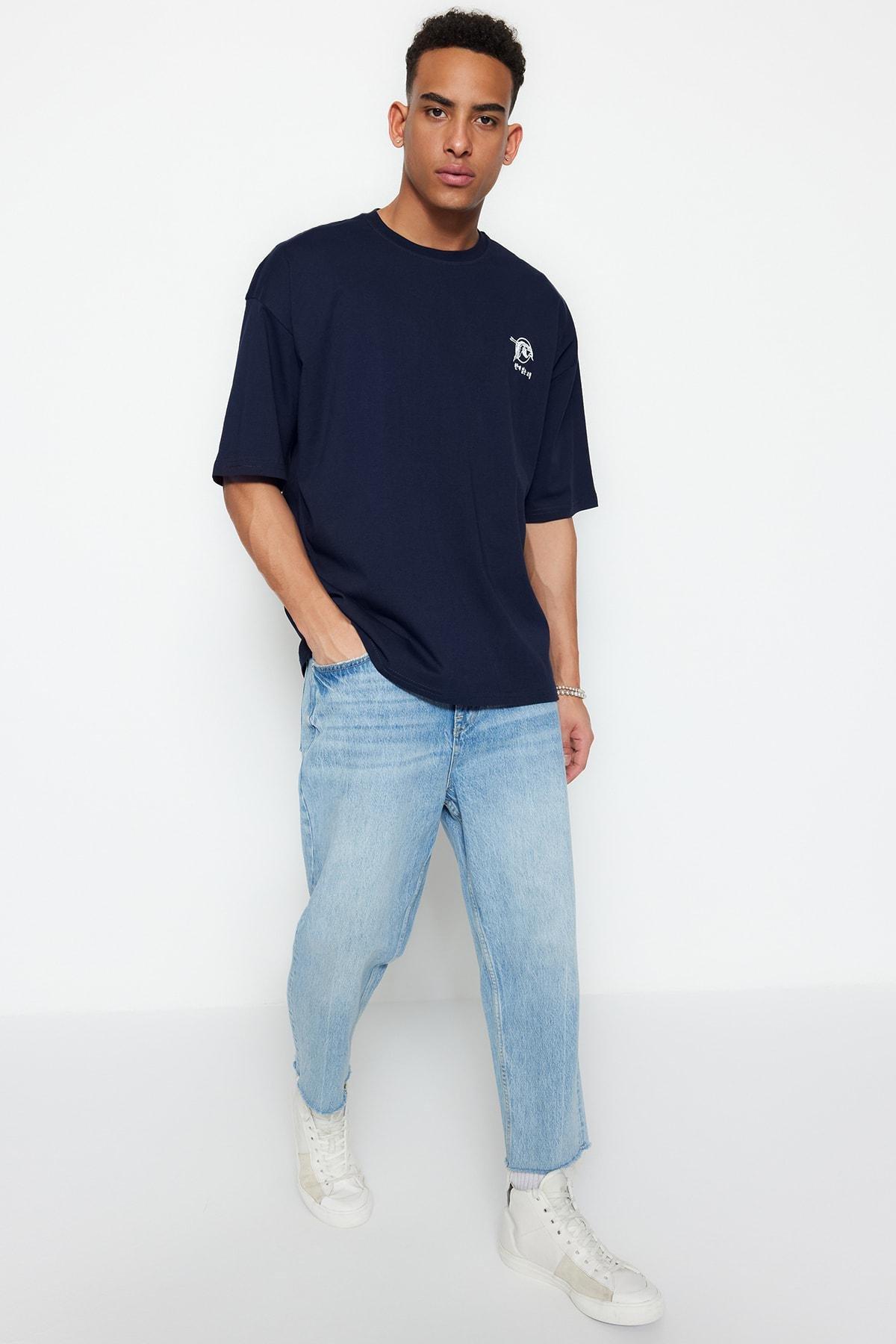 Navy Printed T-Shirt, , large image number 4