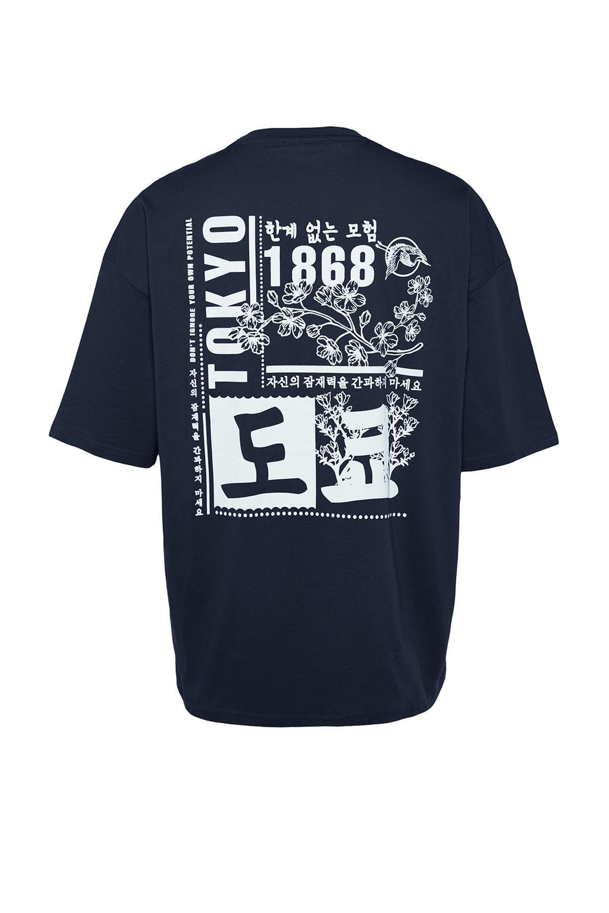 Navy Printed T-Shirt, , large image number 5