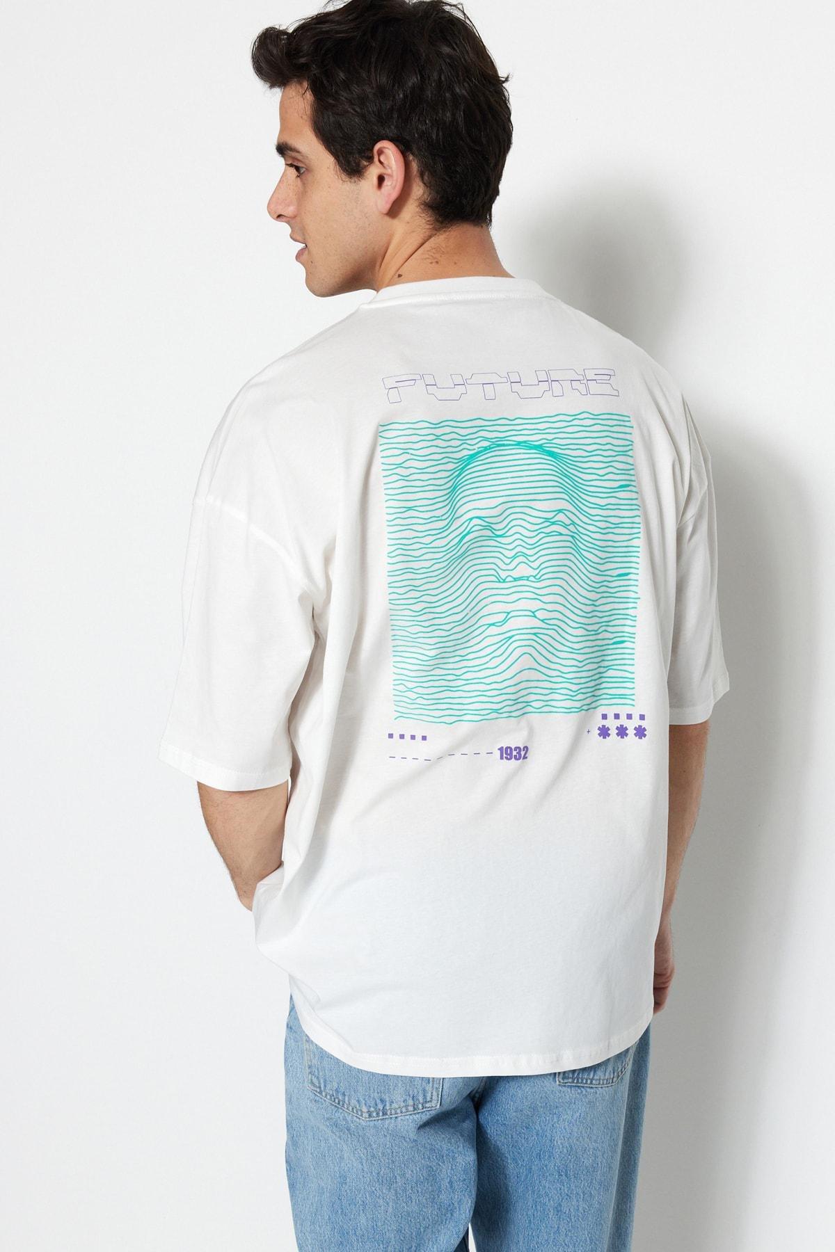 White Graphic Oversize T-Shirt, , large image number 1