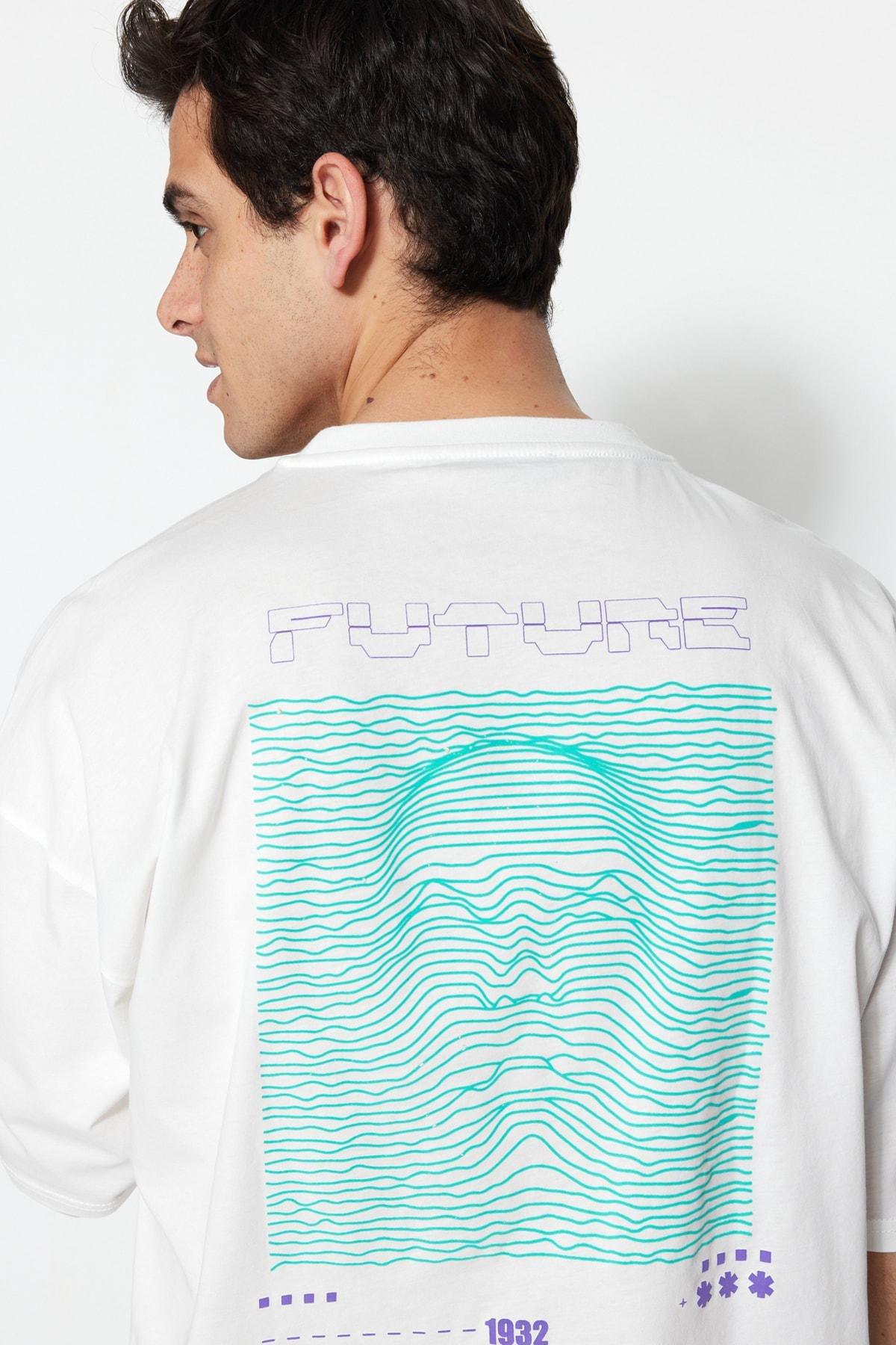 White Graphic Oversize T-Shirt, , large image number 2