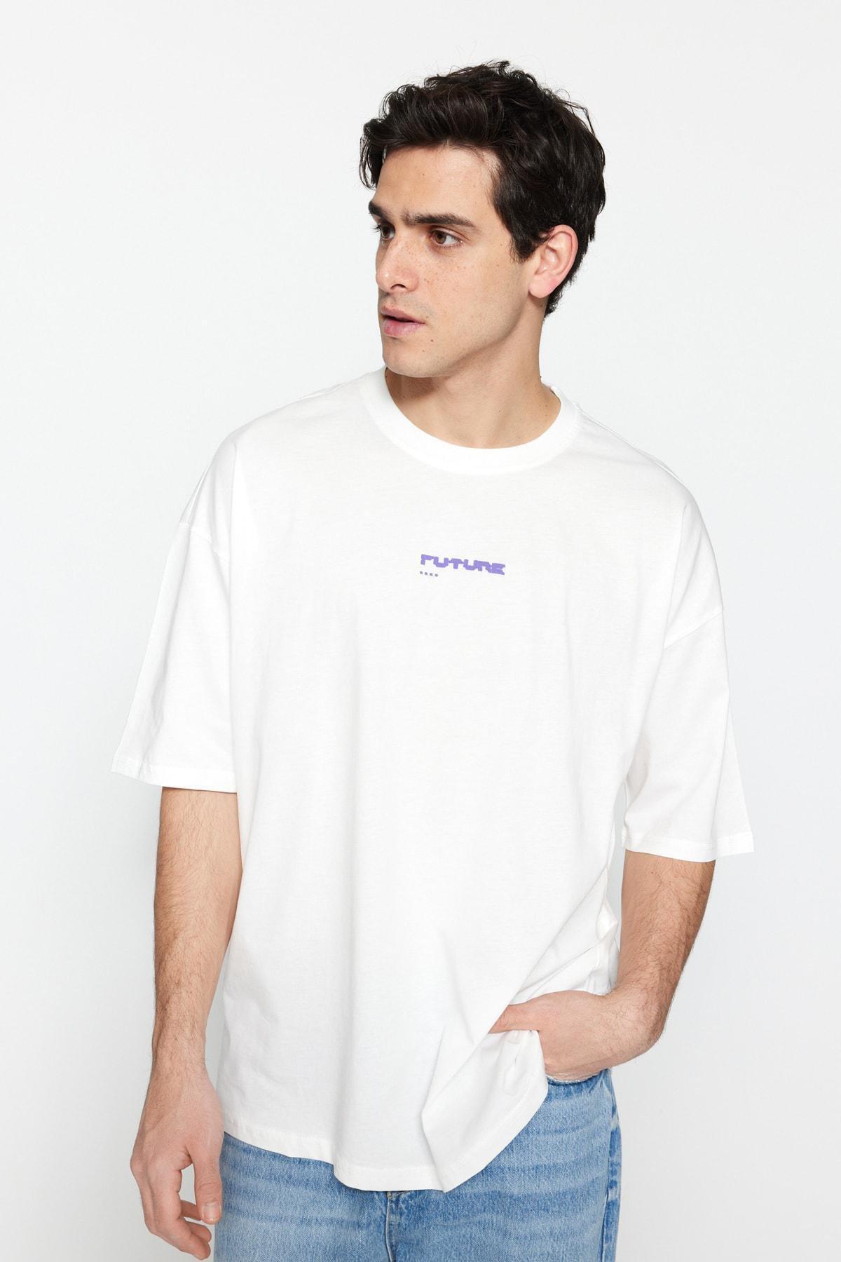 White Graphic Oversize T-Shirt, , large image number 3