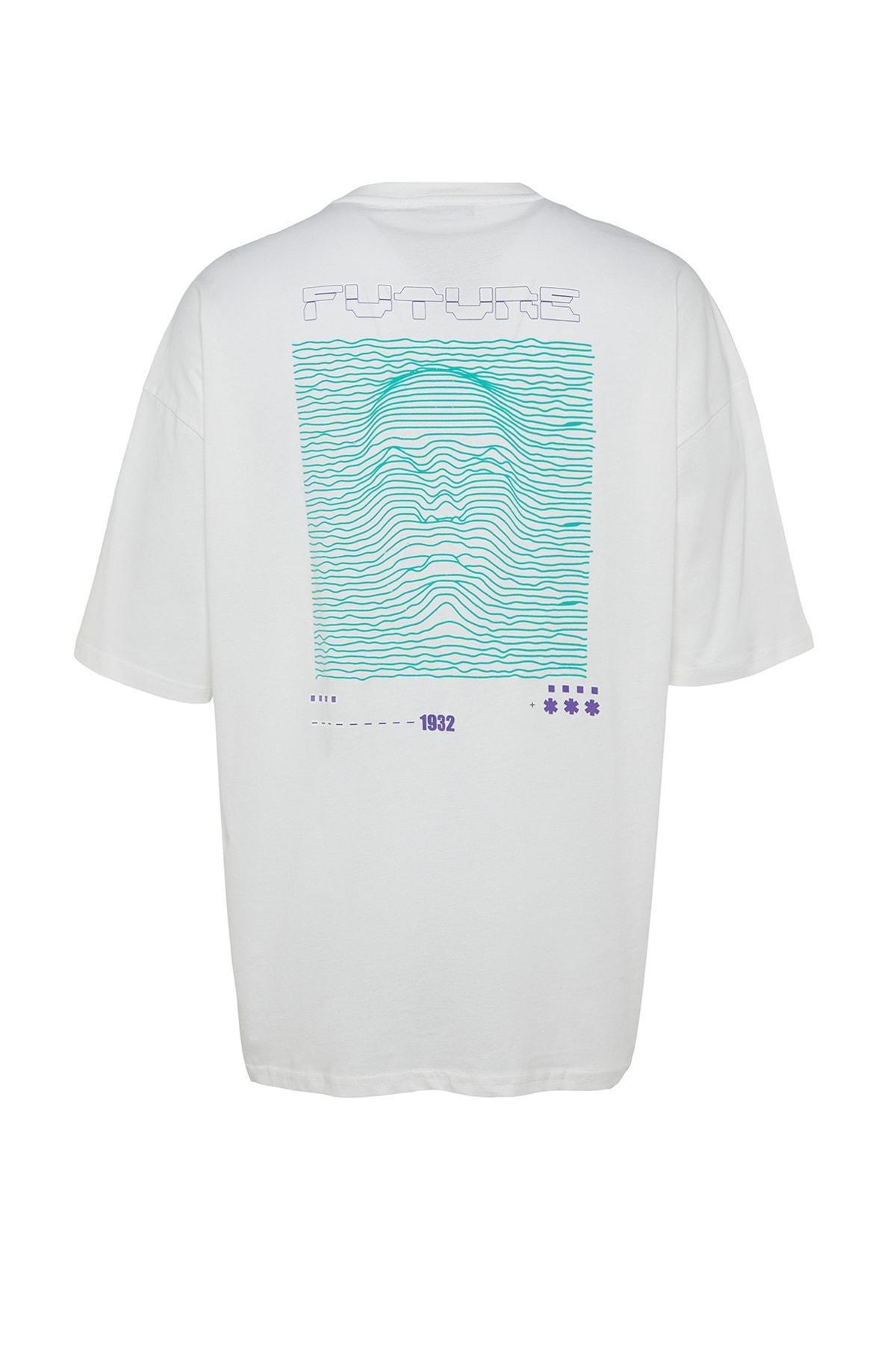 White Graphic Oversize T-Shirt, , large image number 6