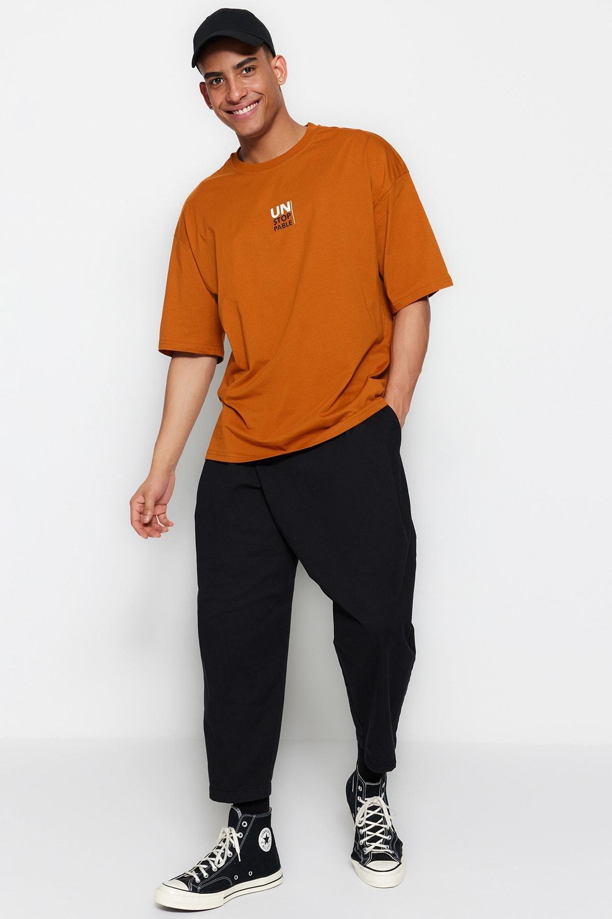 Orange Graphic Oversize T-Shirt, , large image number 0