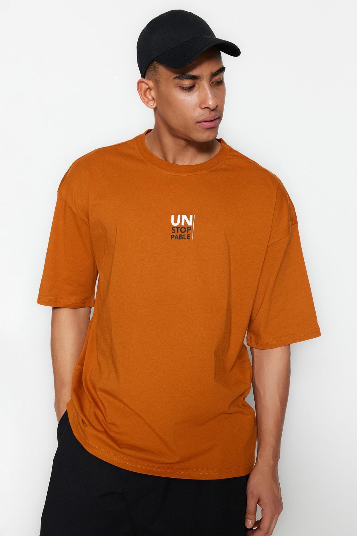 Orange Graphic Oversize T-Shirt, , large image number 1