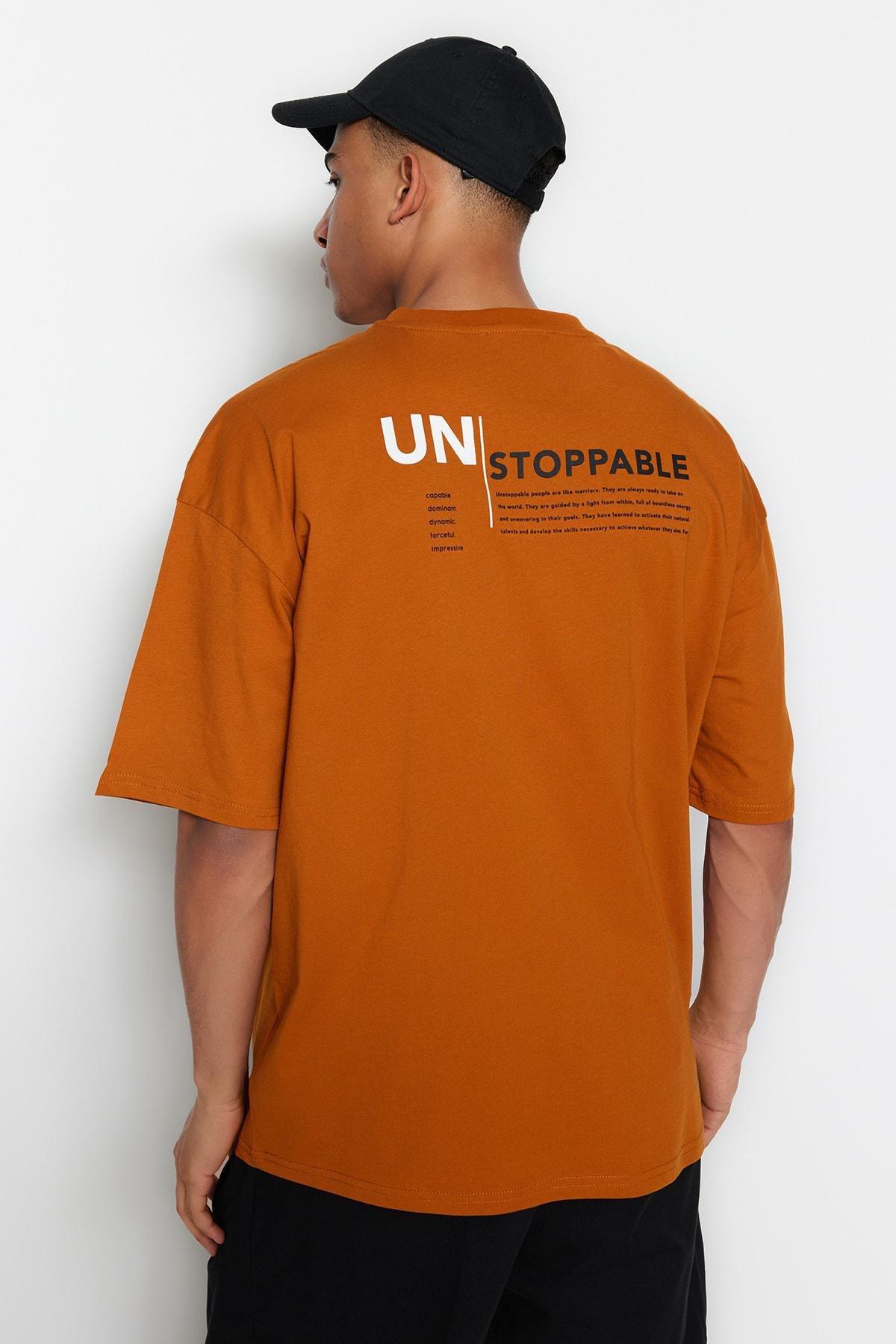 Orange Graphic Oversize T-Shirt, , large image number 4