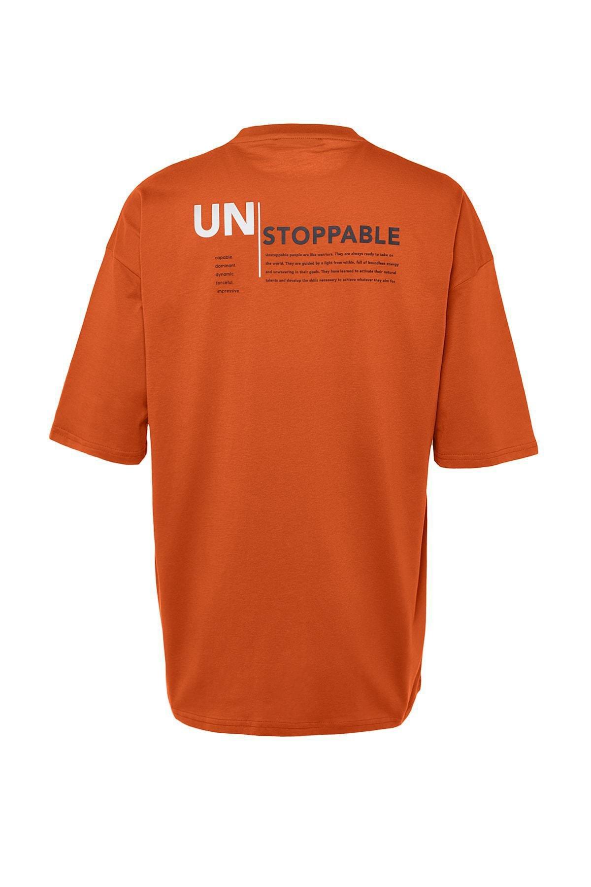 Orange Graphic Oversize T-Shirt, , large image number 5