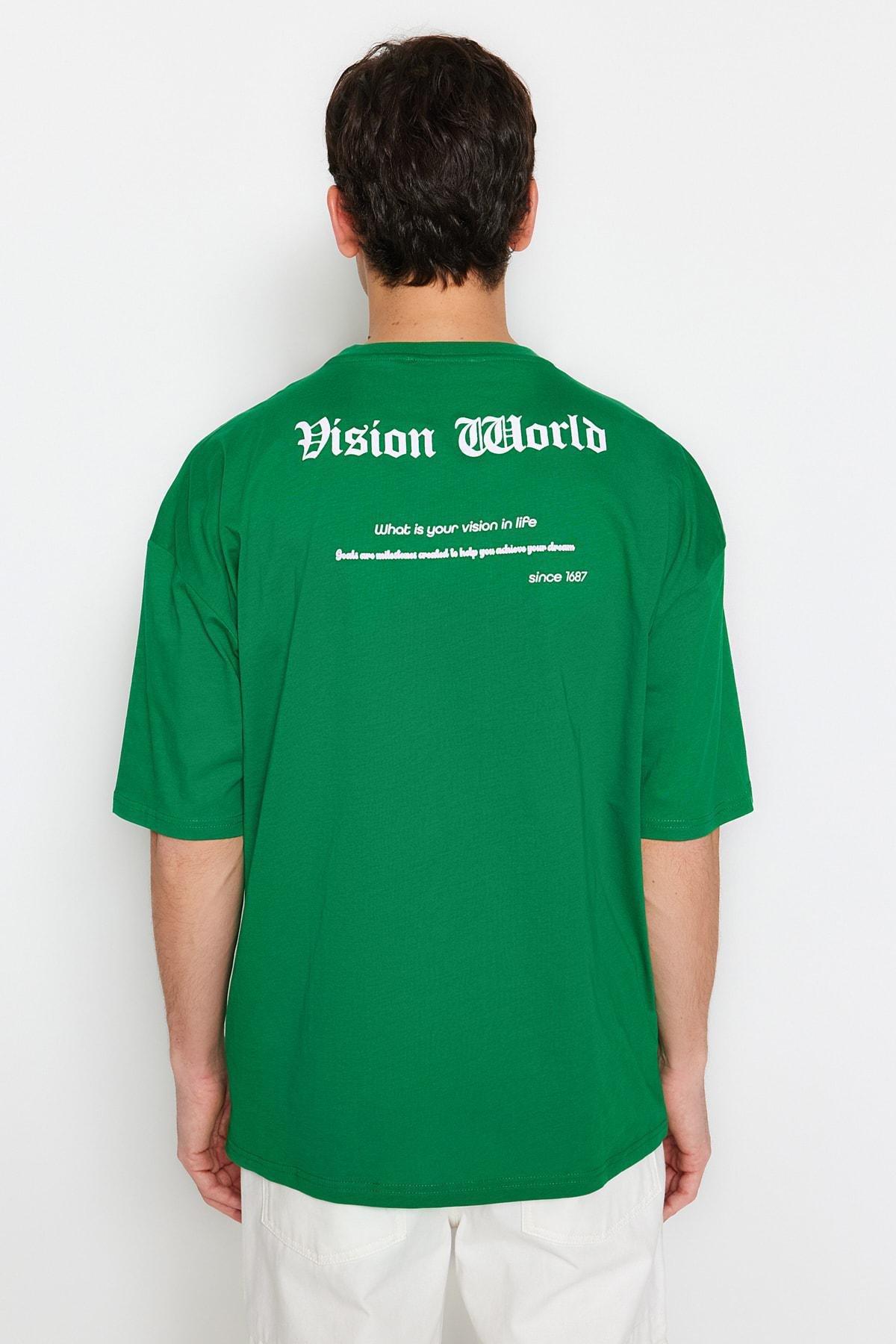 Green Printed Oversize T-Shirt, , large image number 0