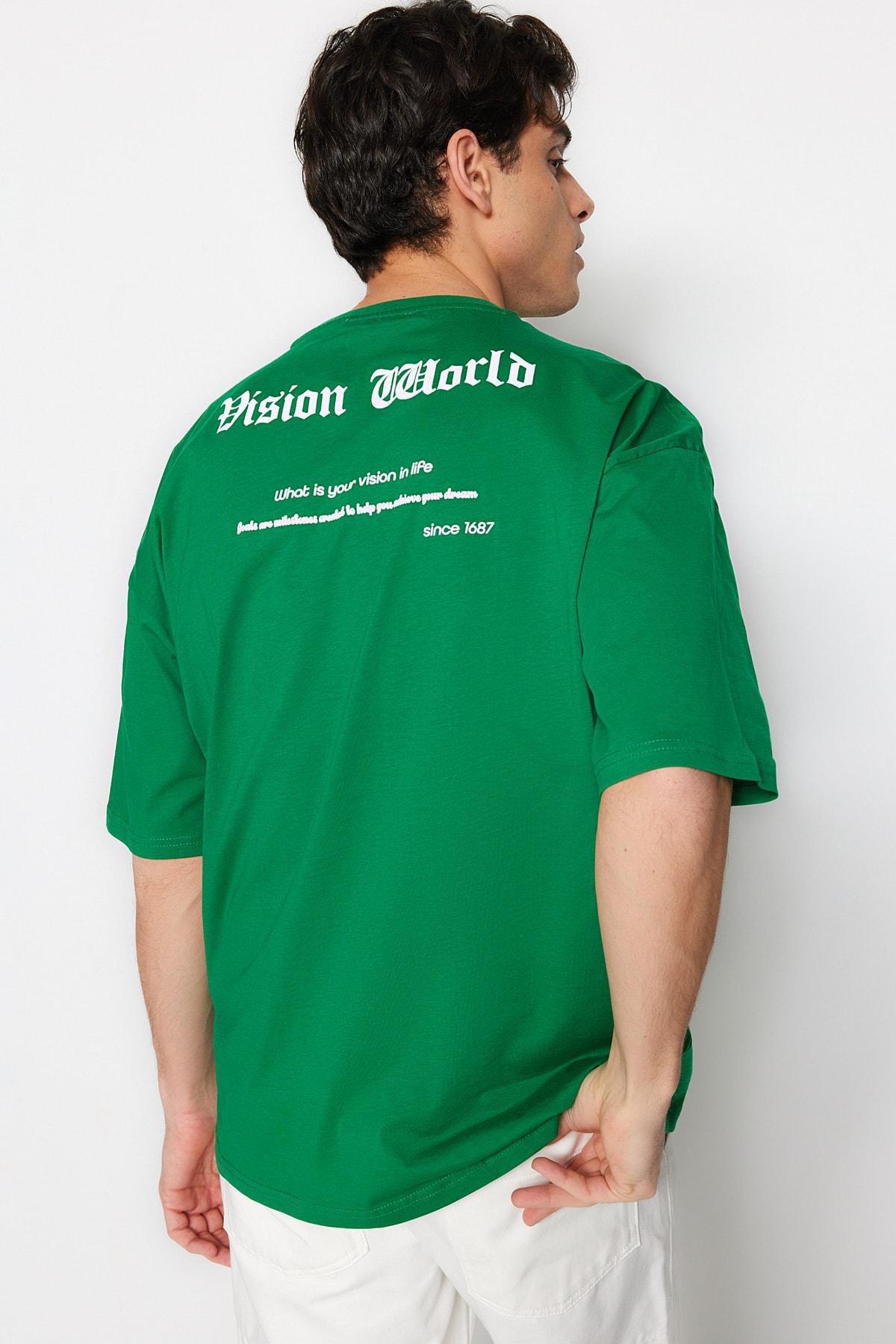 Green Printed Oversize T-Shirt, , large image number 2