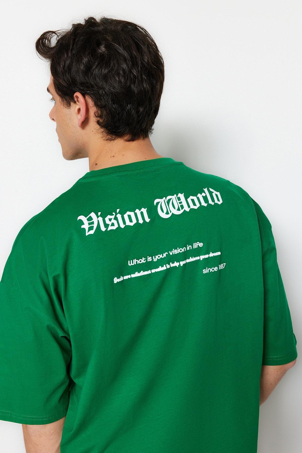 Green Printed Oversize T-Shirt, , large image number 4