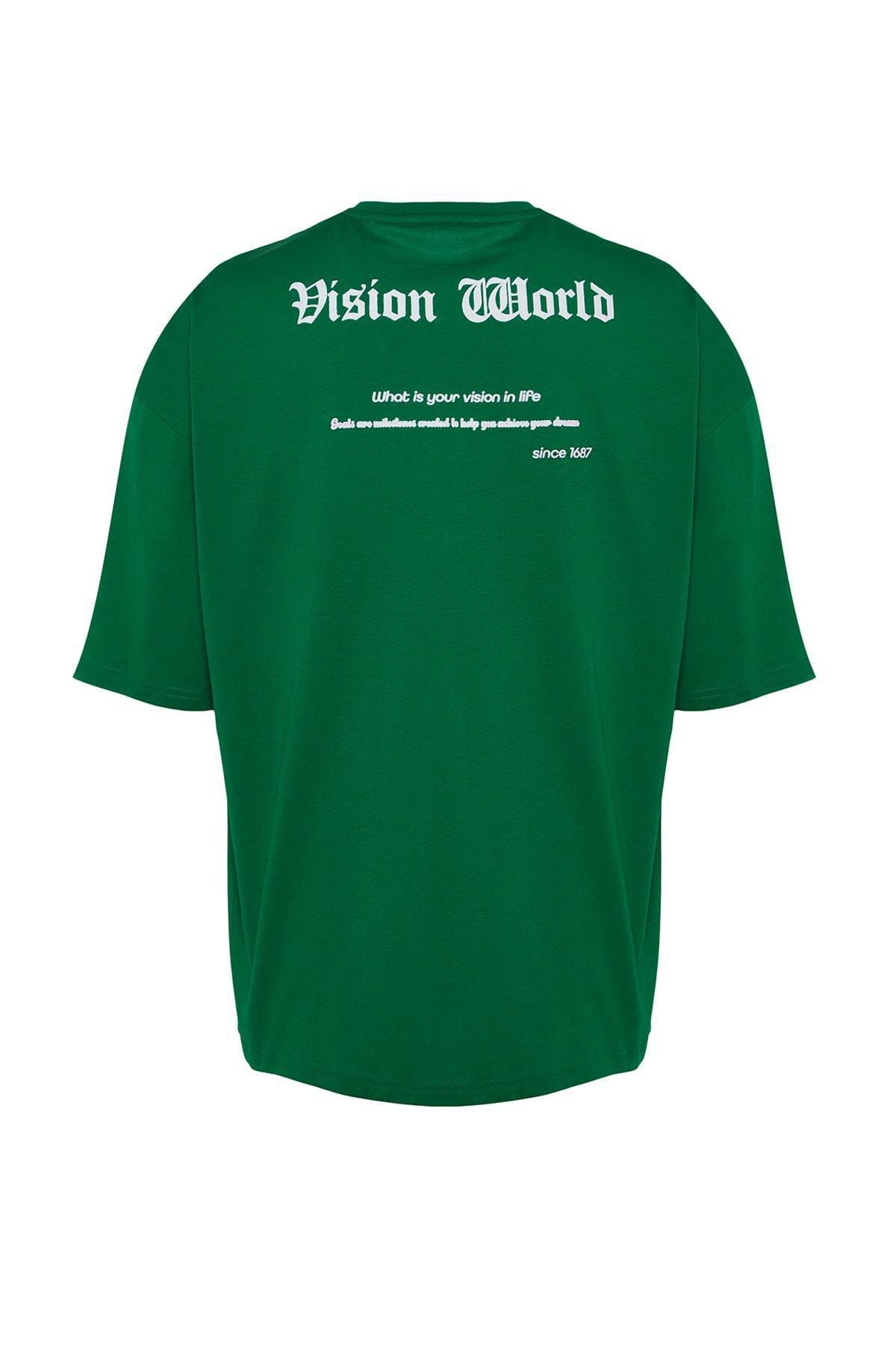 Green Printed Oversize T-Shirt, , large image number 7