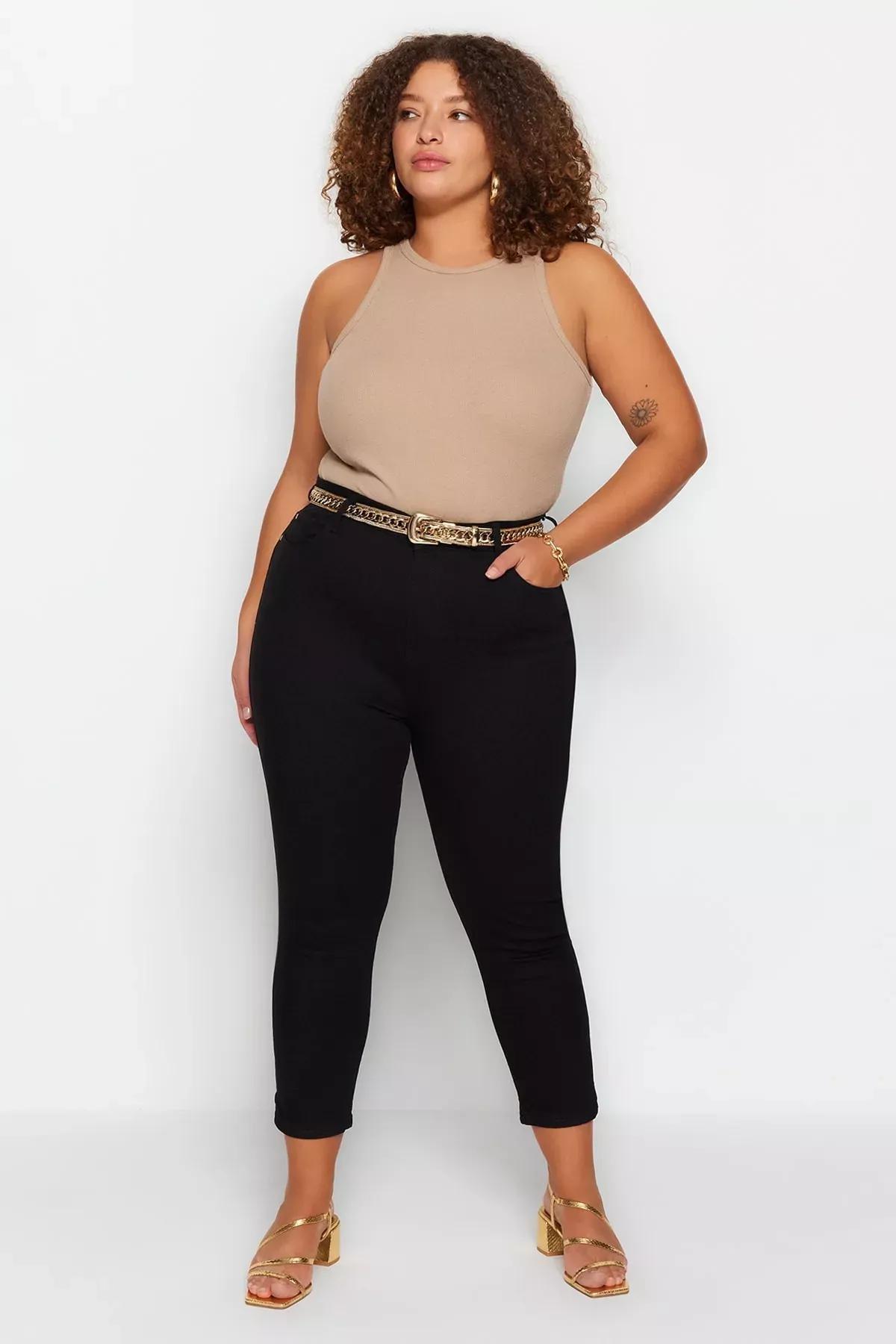 Beige Fitted Plus Size Tank Top, Beige, medium