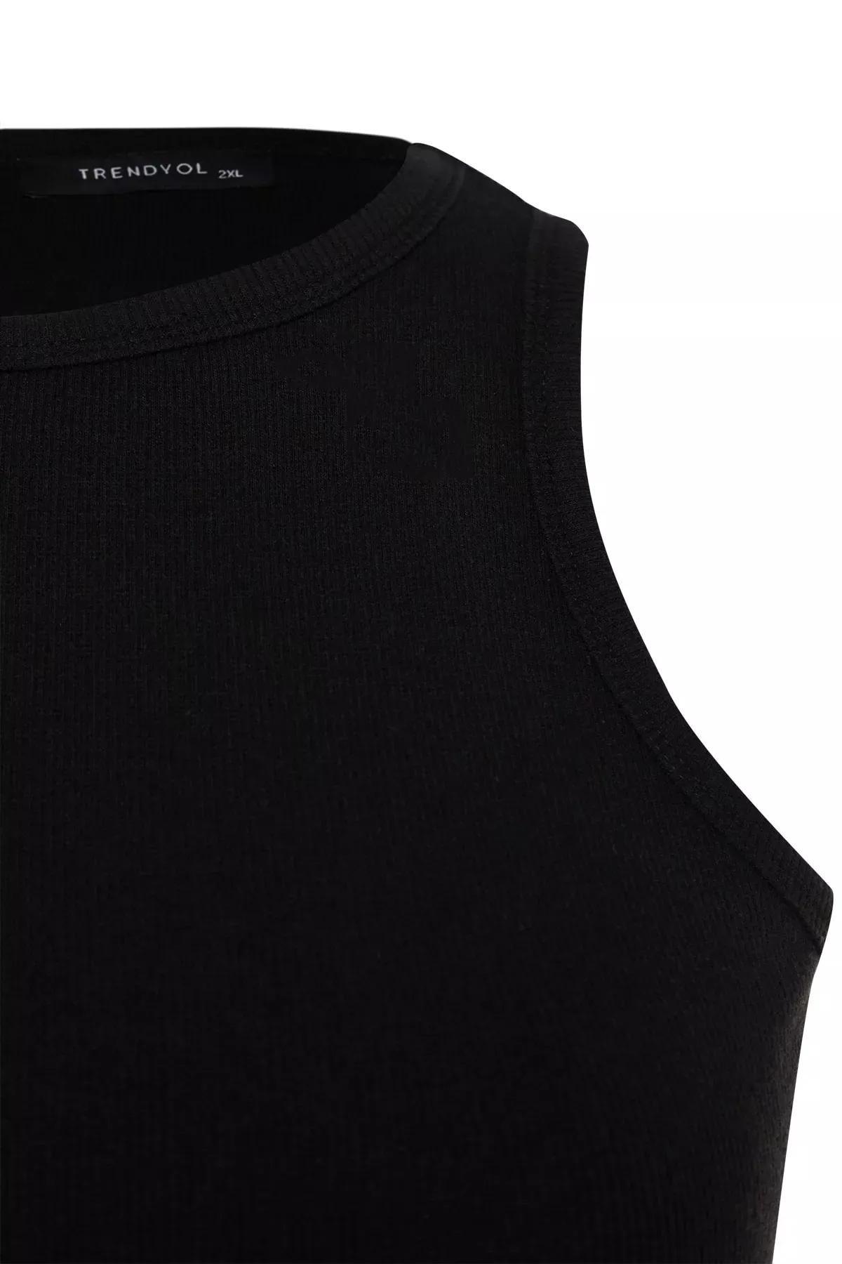 Black Fitted Plus Size Tank Top, , large image number 6