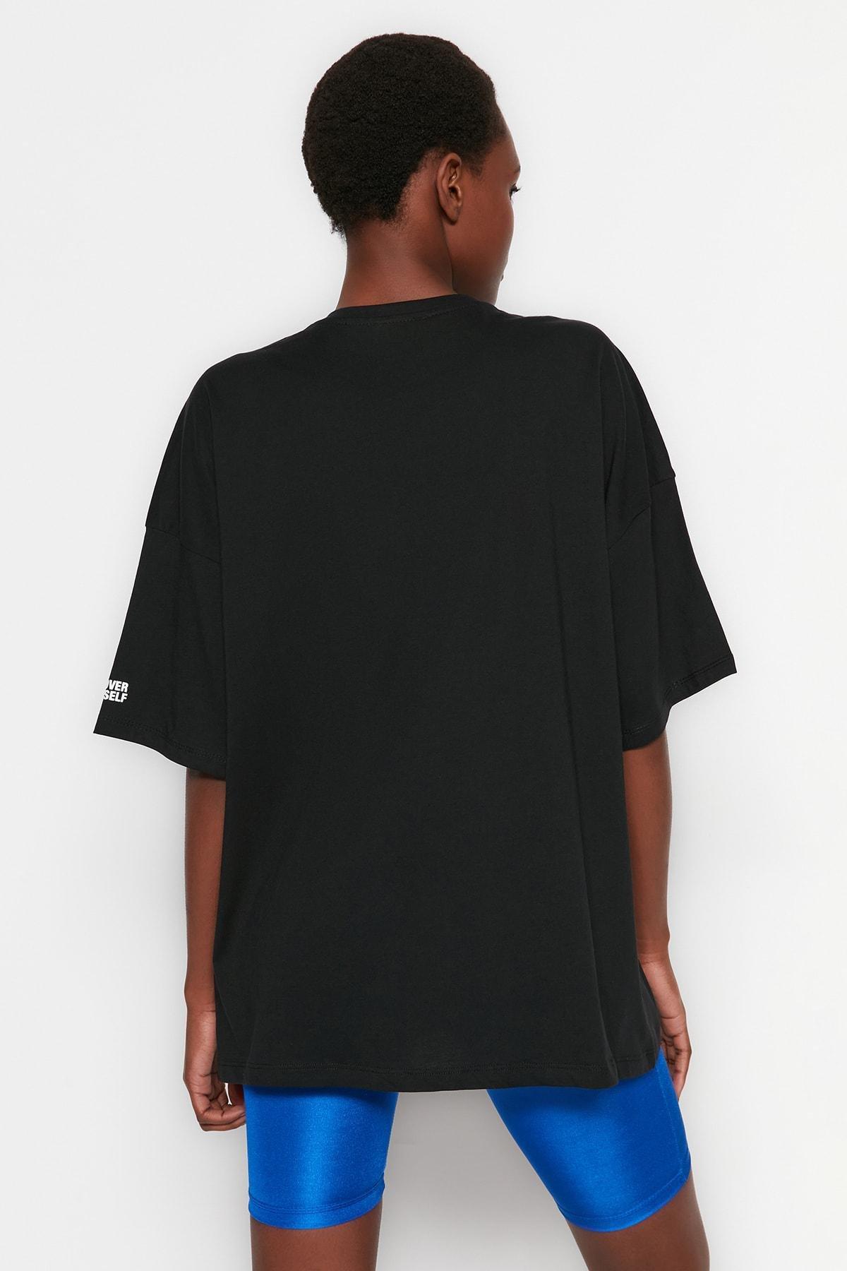 Black Printed Oversize T-Shirt, , large image number 6