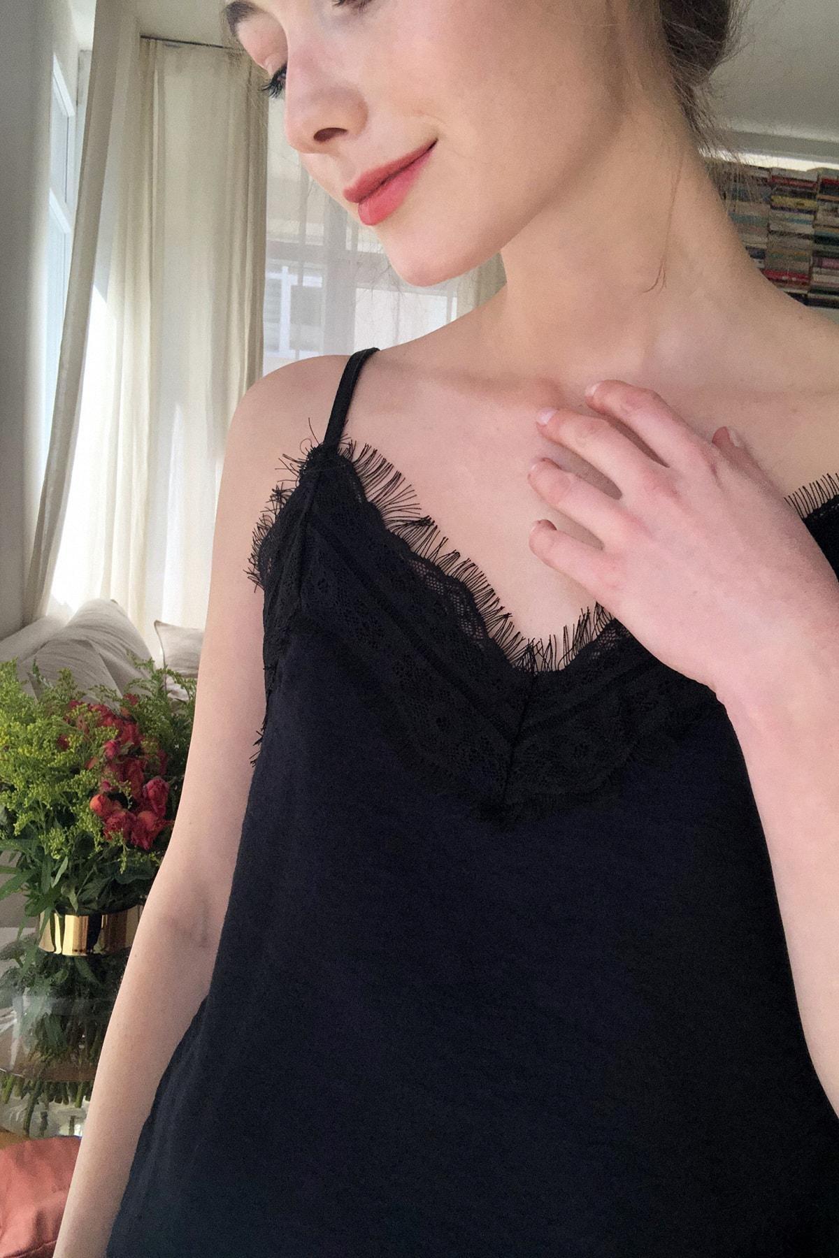 Black V-Neck Mid Waist Pyjama Set, , large image number 7