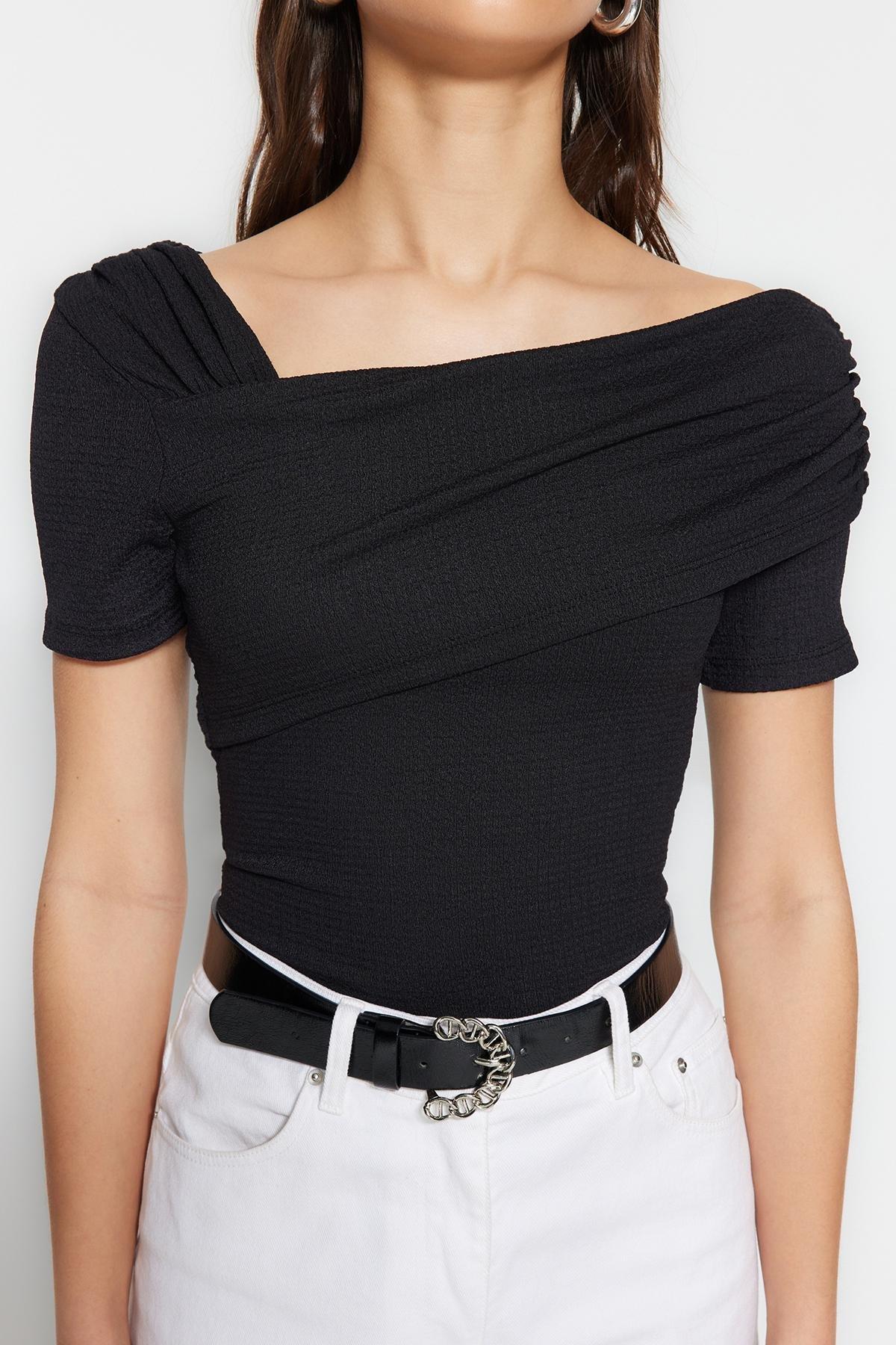 Asymmetrical Collared Bodysuit, , large image number 3
