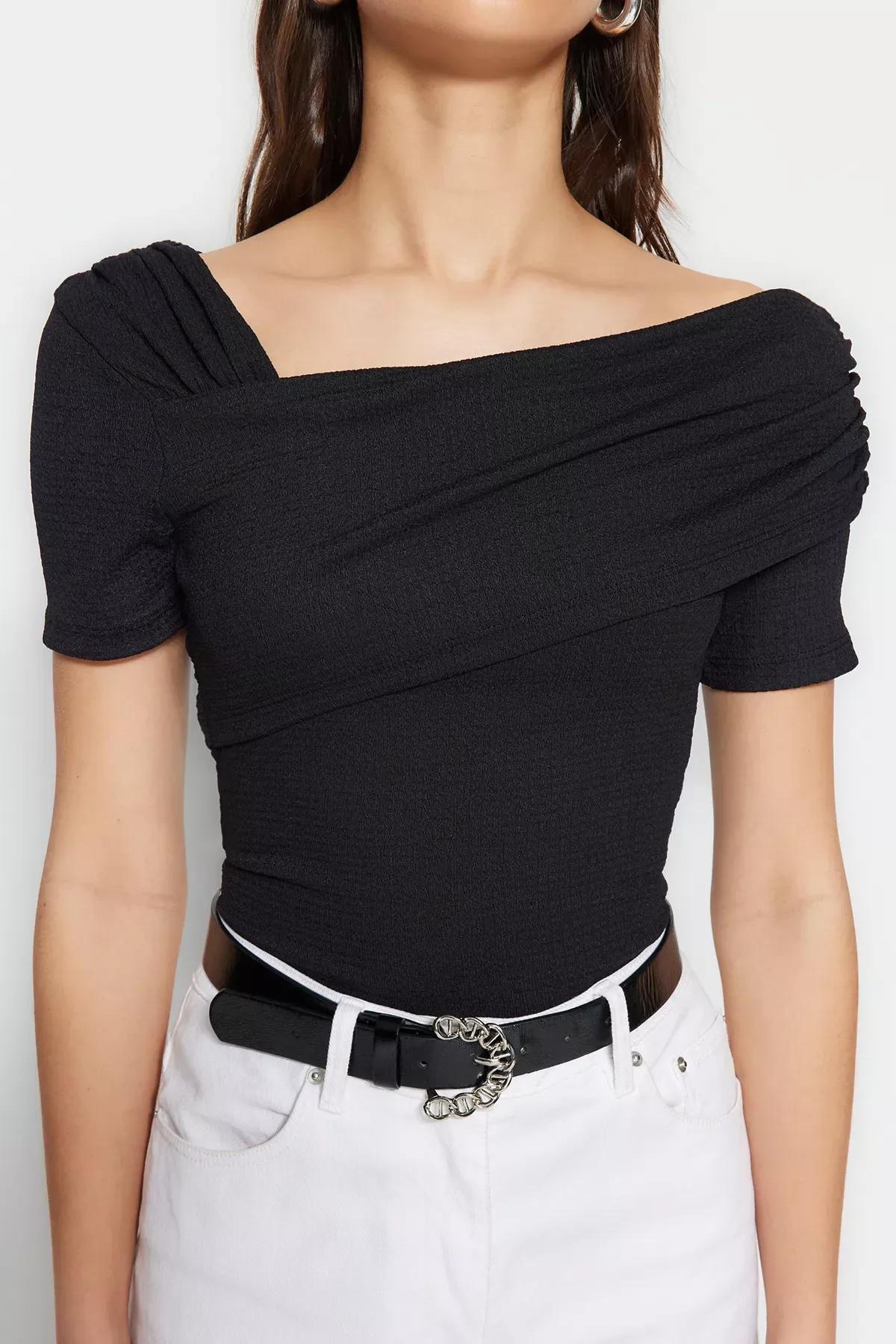 Asymmetrical Collared Bodysuit, , large image number 3