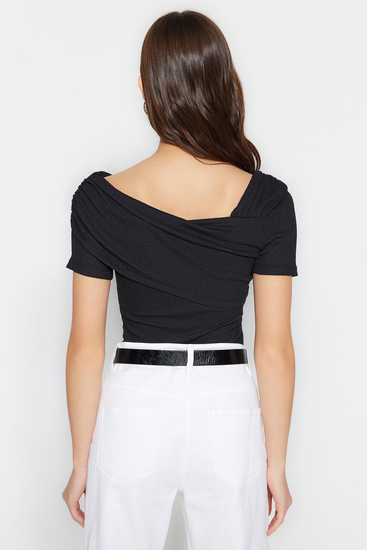 Asymmetrical Collared Bodysuit, , large image number 4