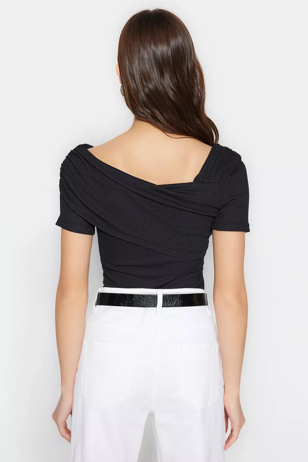 Asymmetrical Collared Bodysuit, , large image number 4
