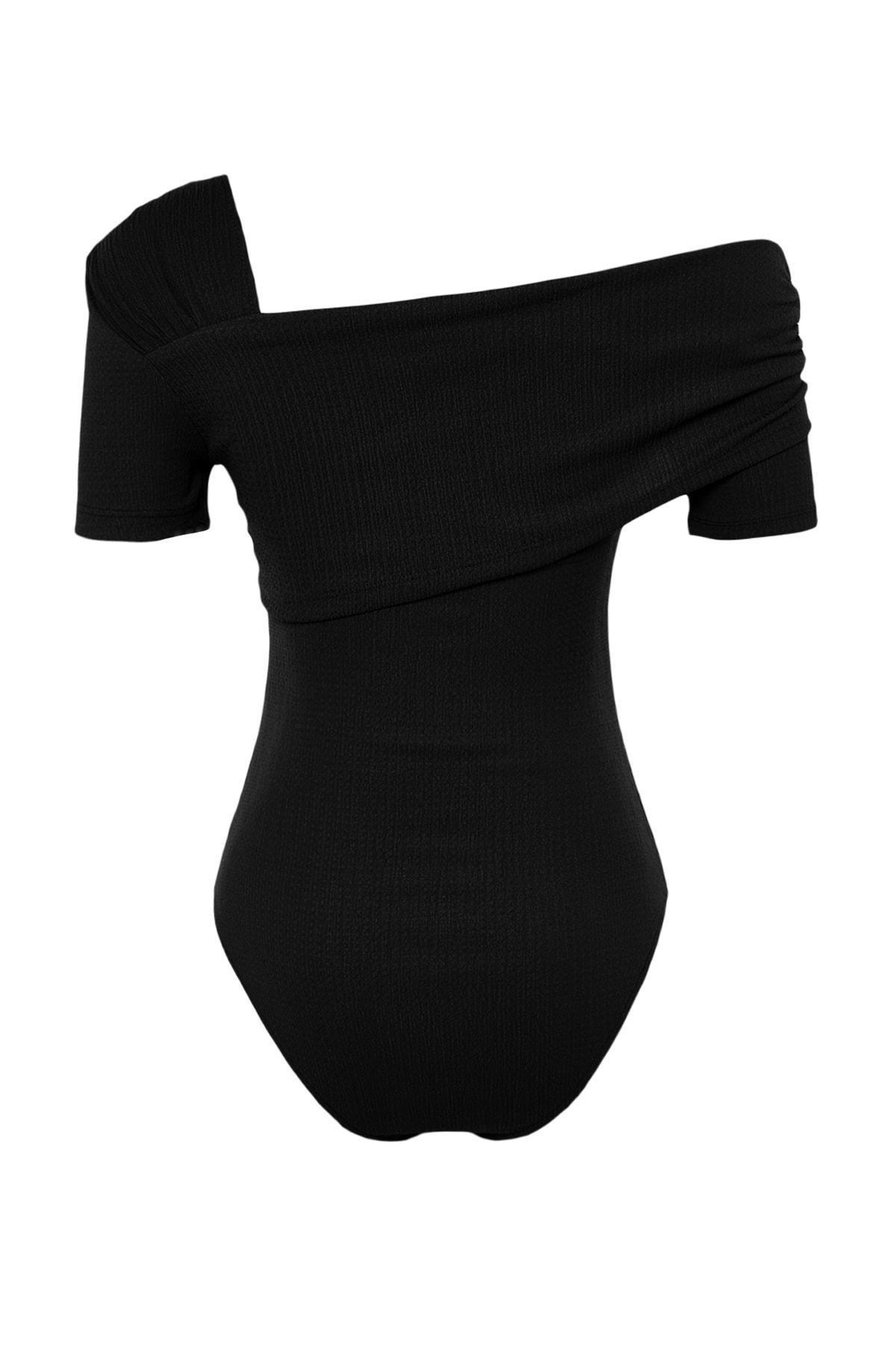 Asymmetrical Collared Bodysuit, , large image number 7