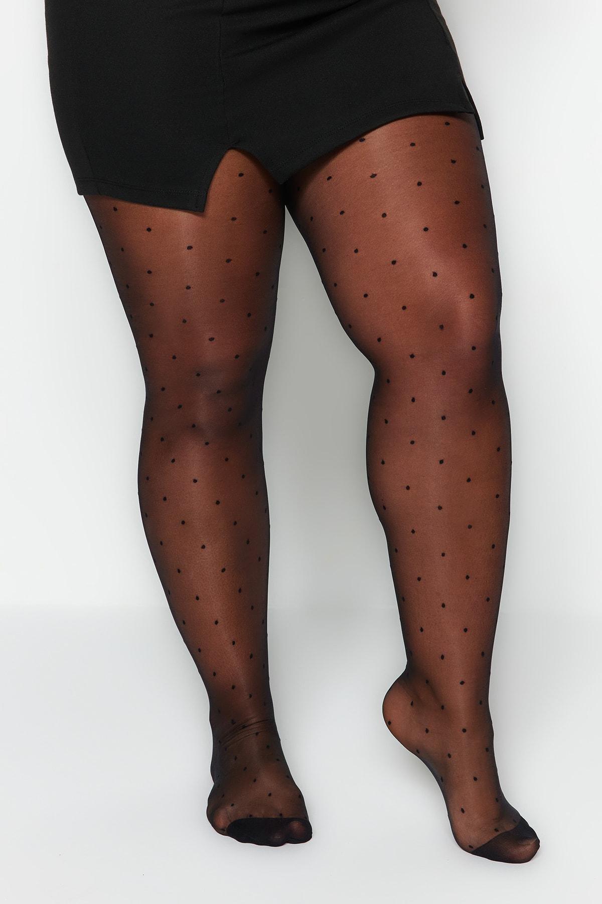 Black Casual Plus Size Panty Hose, , large image number 3