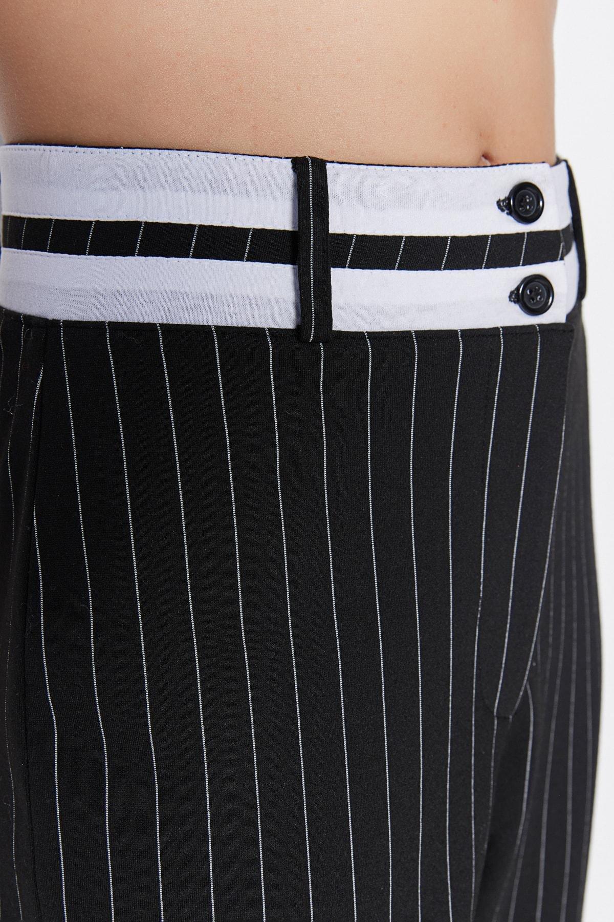 Trendyol - Black Striped Straight Pants