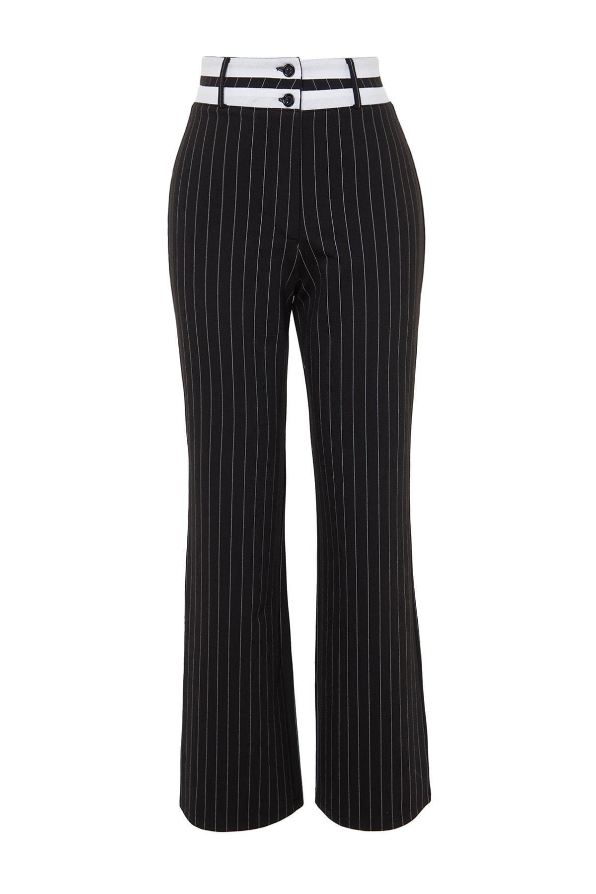 Trendyol - Black Striped Straight Pants