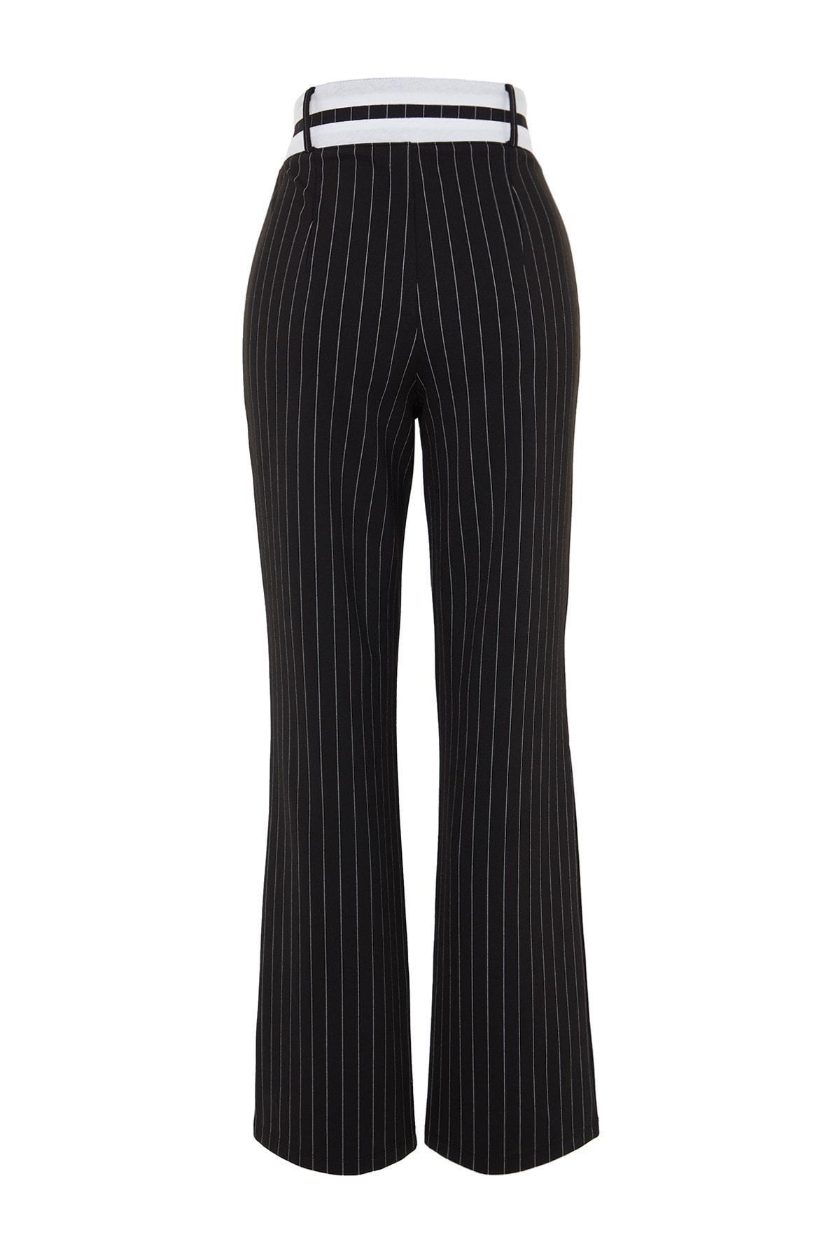 Trendyol - Black Striped Straight Pants