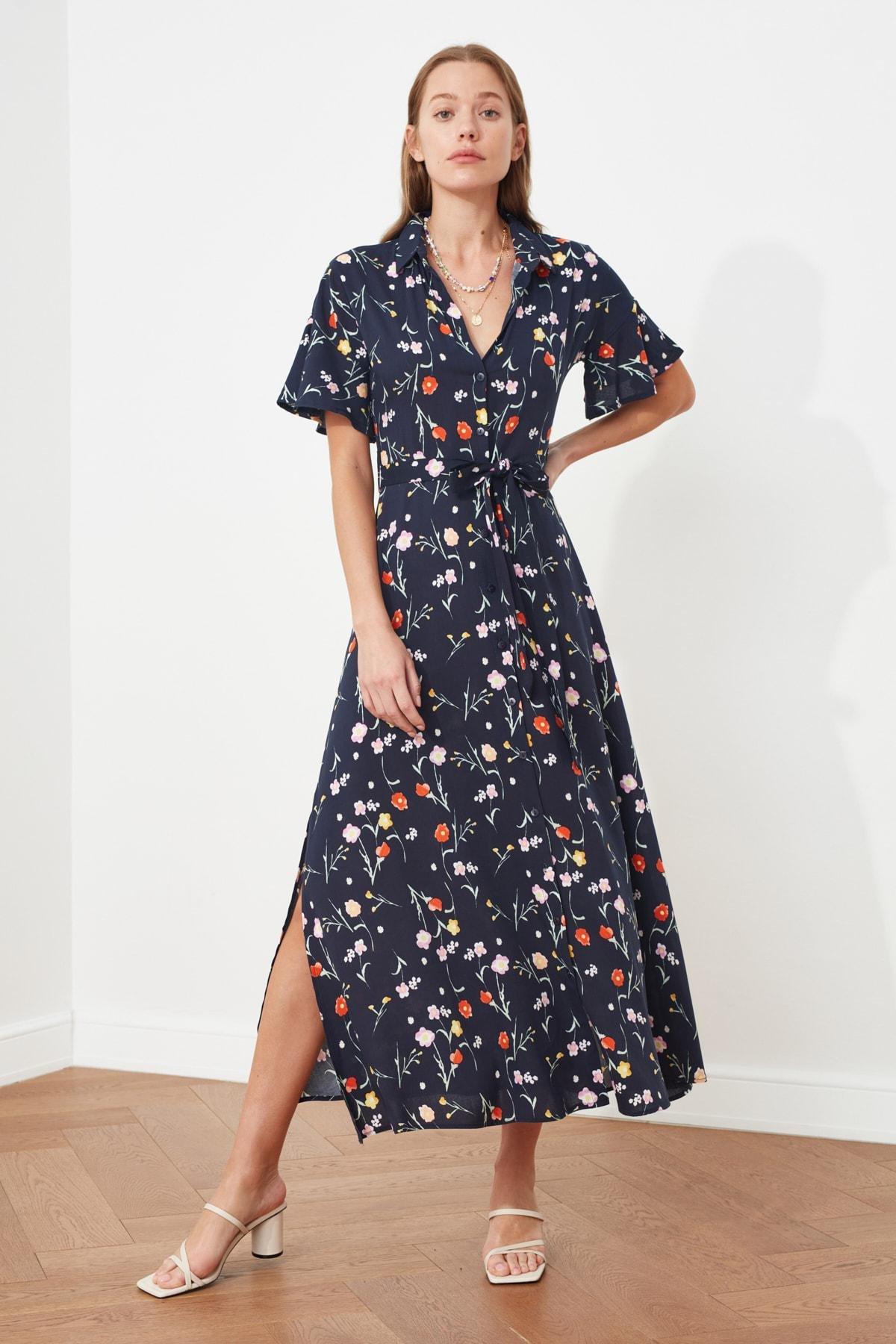 Navy Shirt Midi Dress, , large image number 3