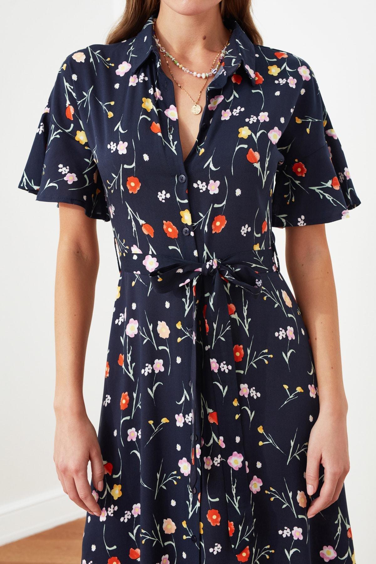 Navy Shirt Midi Dress, , large image number 4
