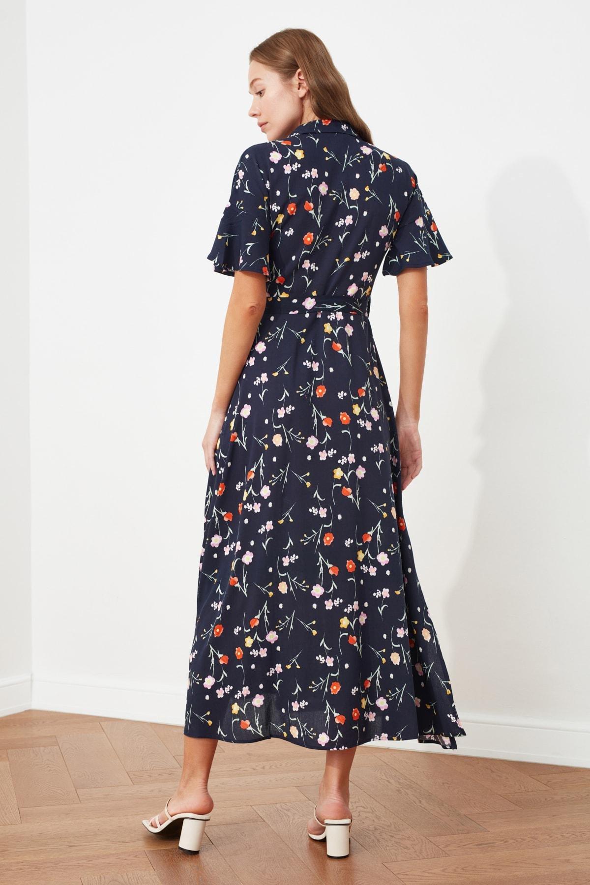 Navy Shirt Midi Dress, , large image number 5