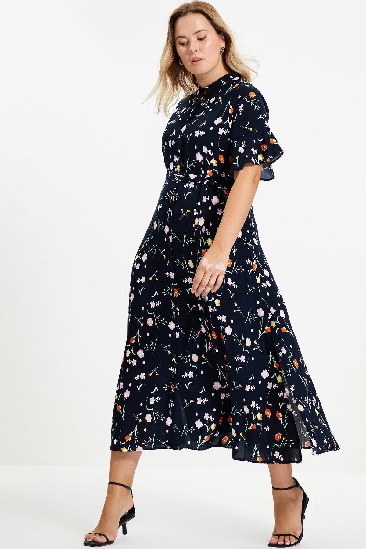 Navy Shirt Midi Dress, , large image number 6