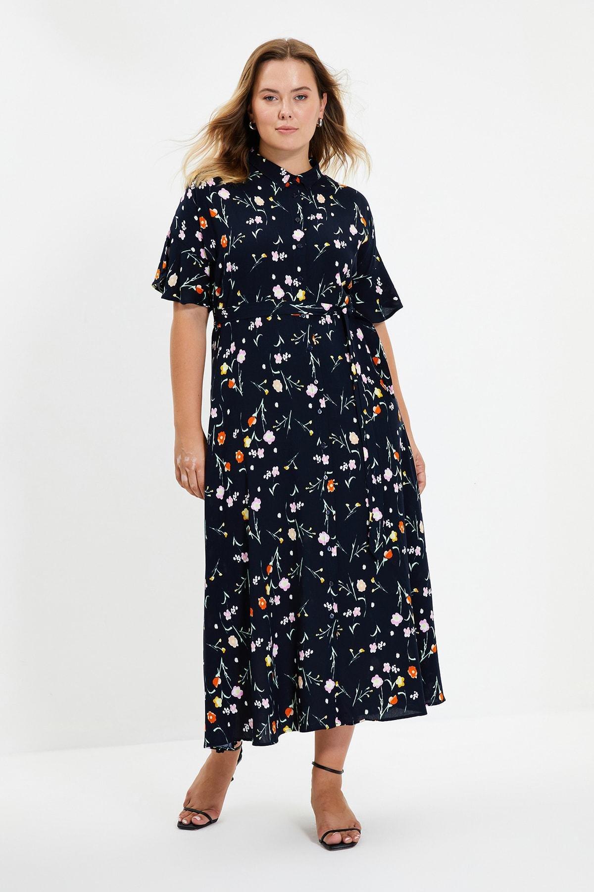 Navy Shirt Midi Dress, , large image number 7