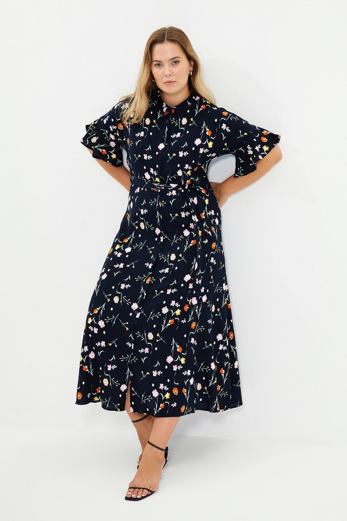 Navy Shirt Midi Dress, , large image number 8