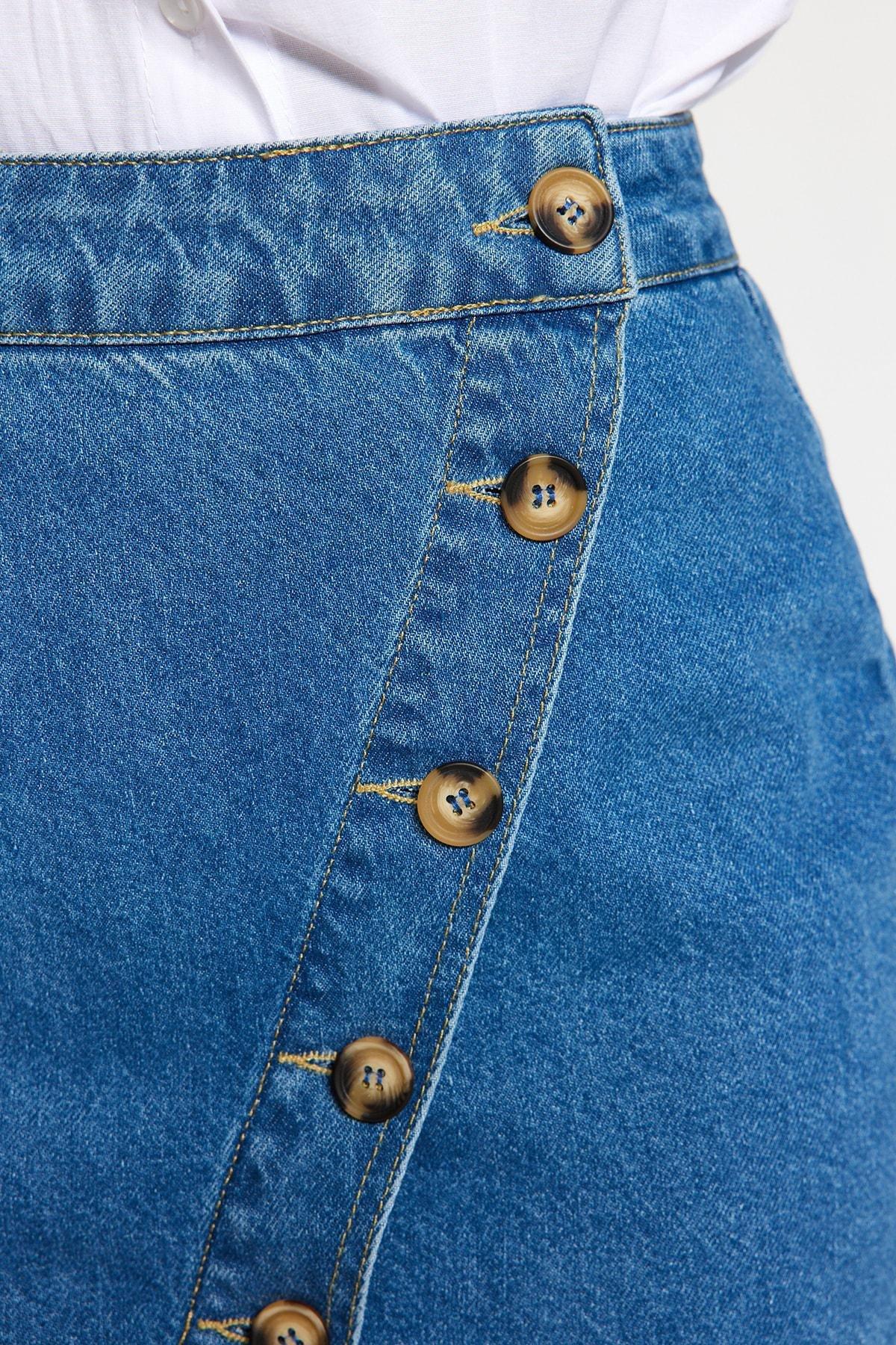 Blue Midi Skirt, Blue, large image number 4