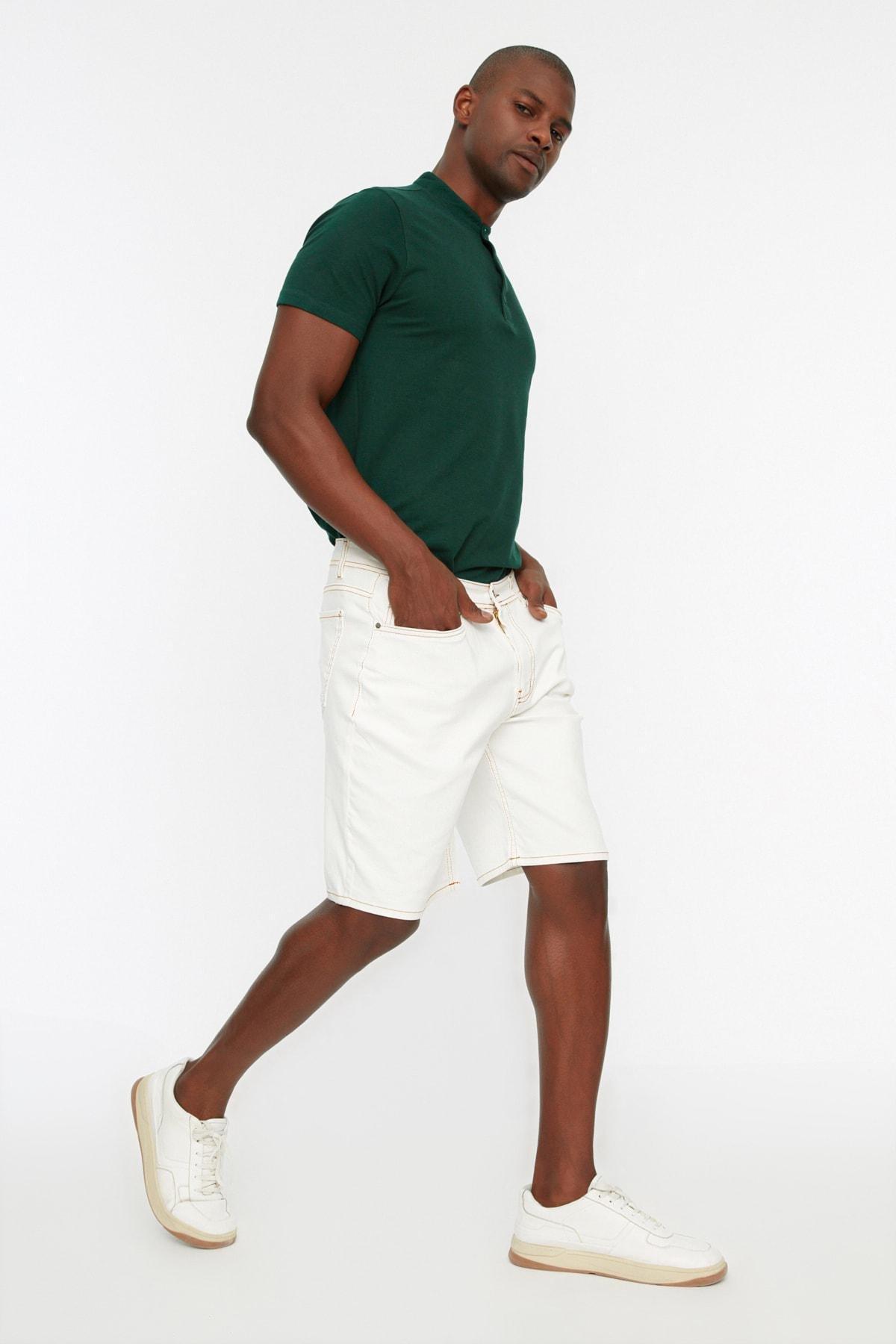 Trendyol - White Skinny Denim Shorts