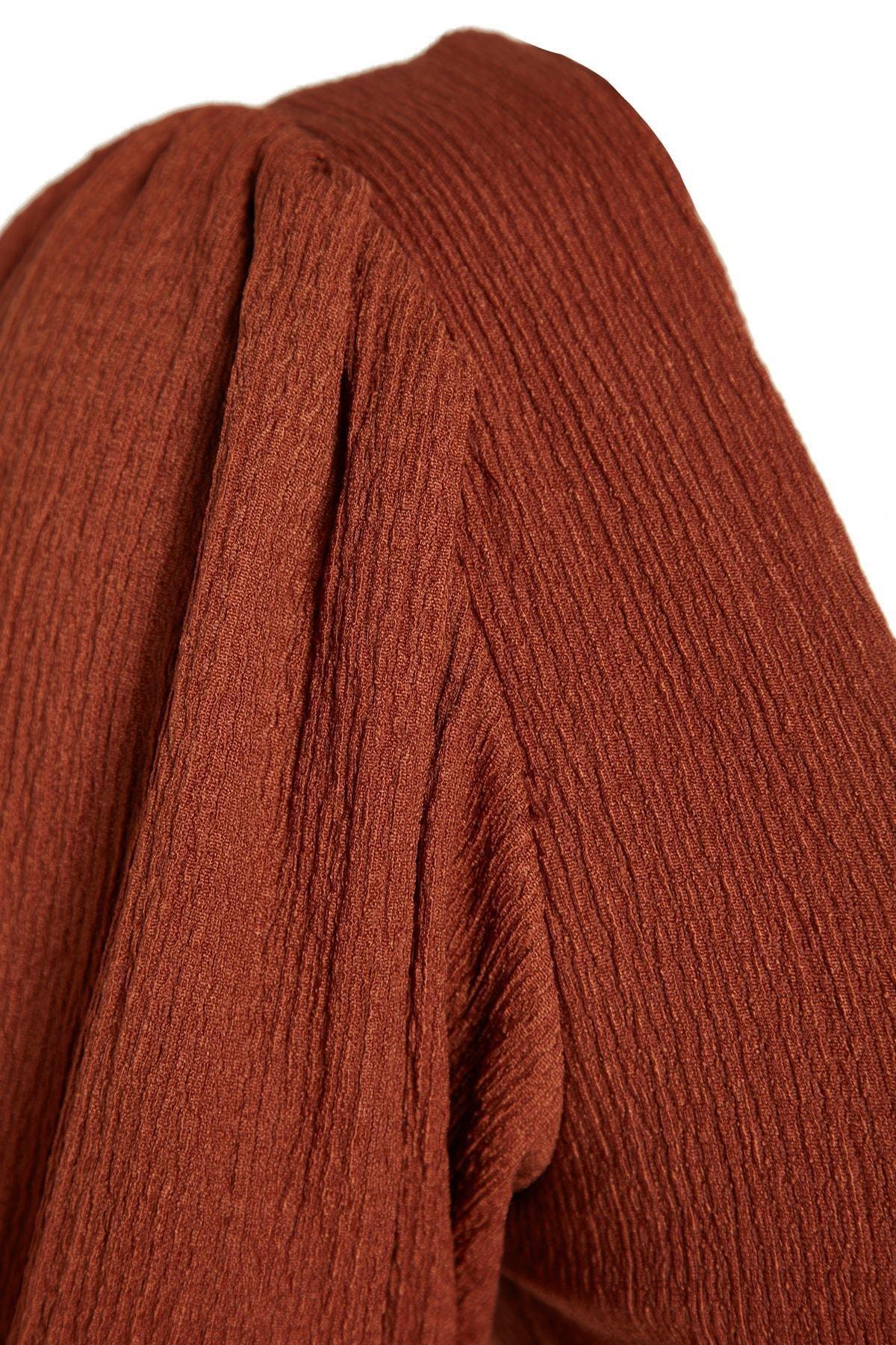 Brown Square Collar A-Line Dress, , large image number 7