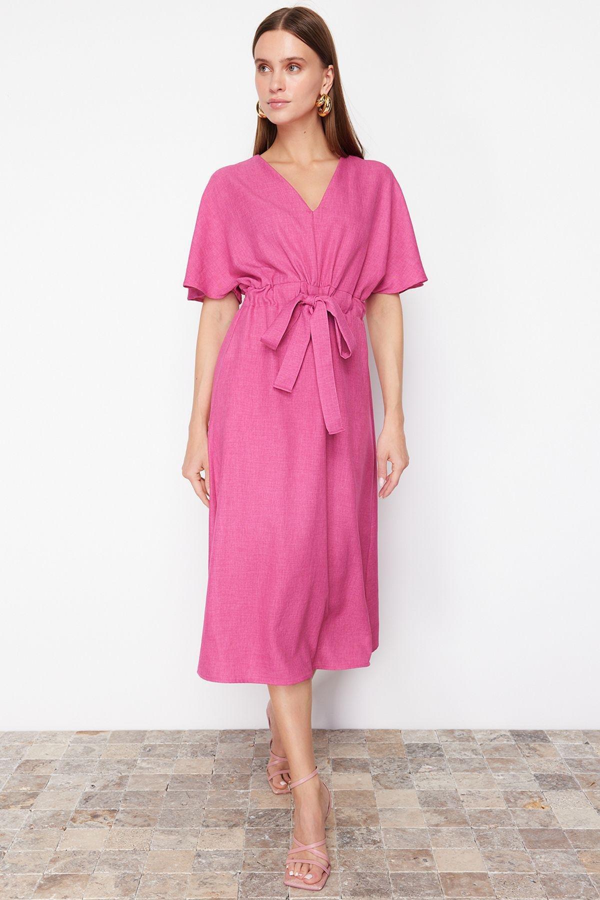 Fuchsia A-Line Brunch Midi Dress, , large image number 1