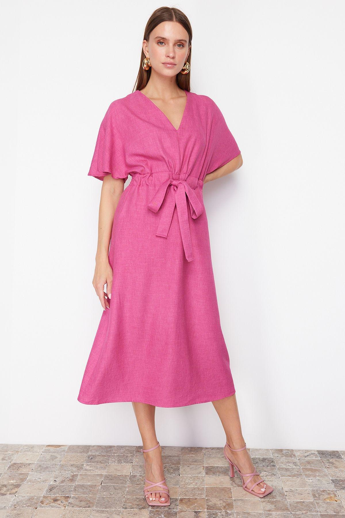 Fuchsia A-Line Brunch Midi Dress, , large image number 2