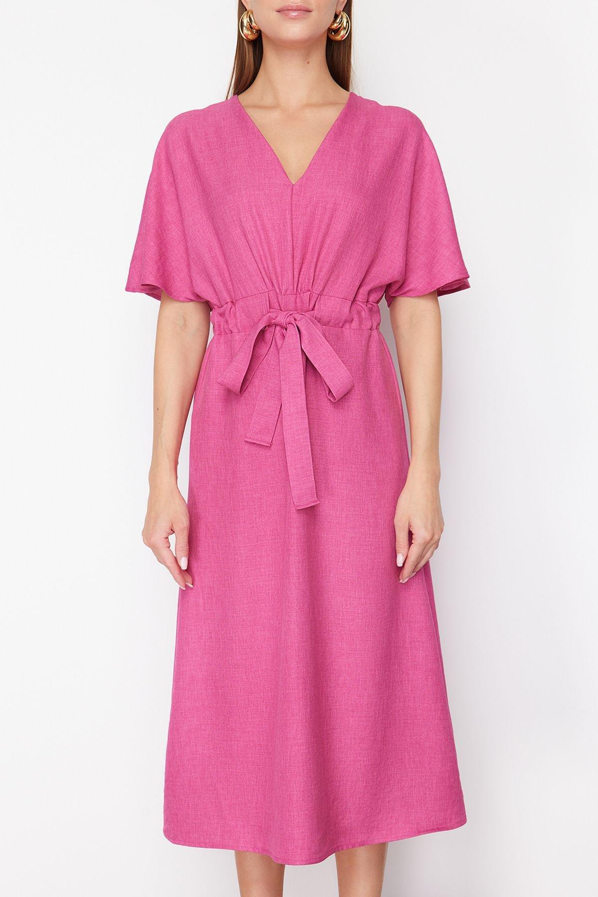 Fuchsia A-Line Brunch Midi Dress, , large image number 3