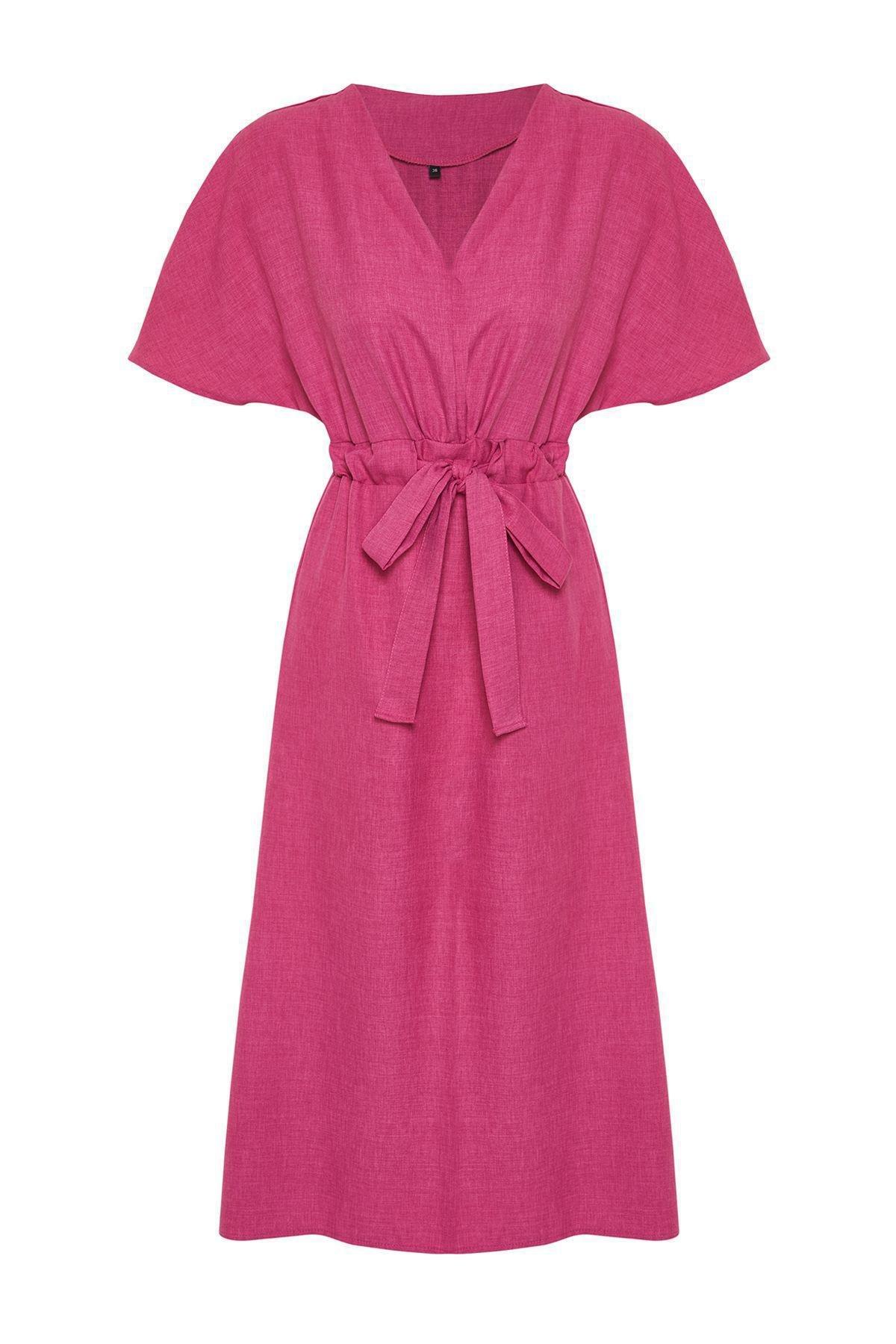 Fuchsia A-Line Brunch Midi Dress, , large image number 5