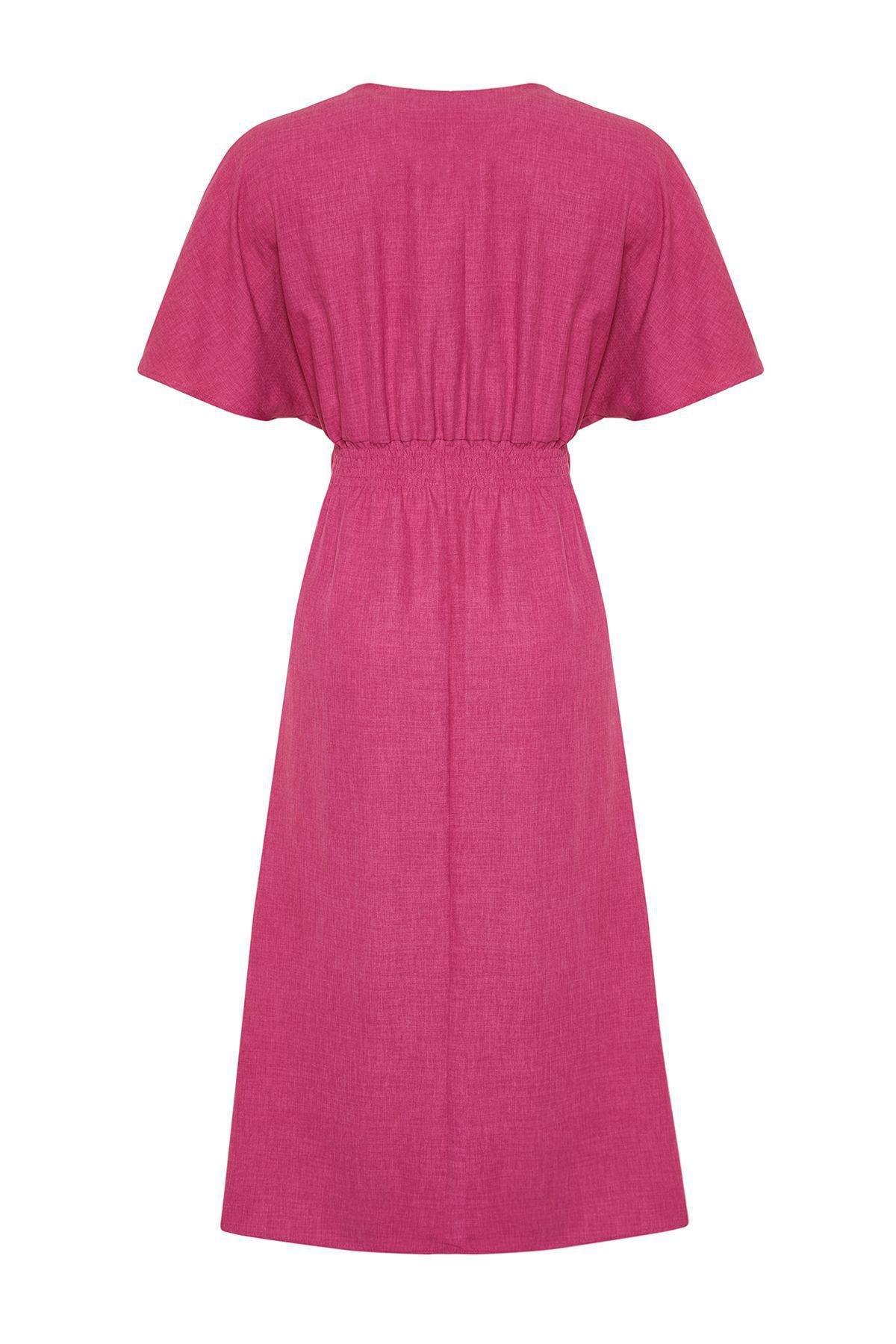 Fuchsia A-Line Brunch Midi Dress, , large image number 6