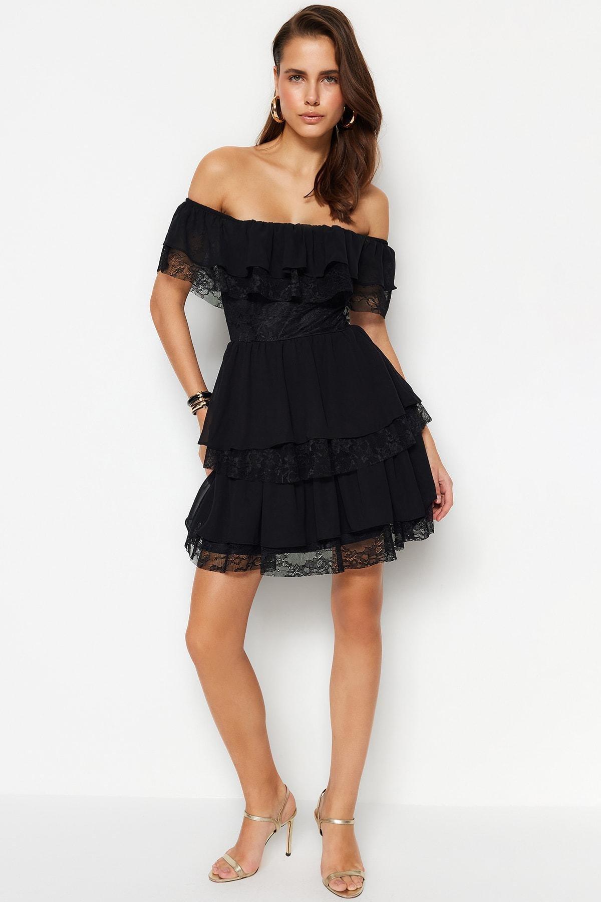Black Off-Shoulder Skater Dress, , large image number 2