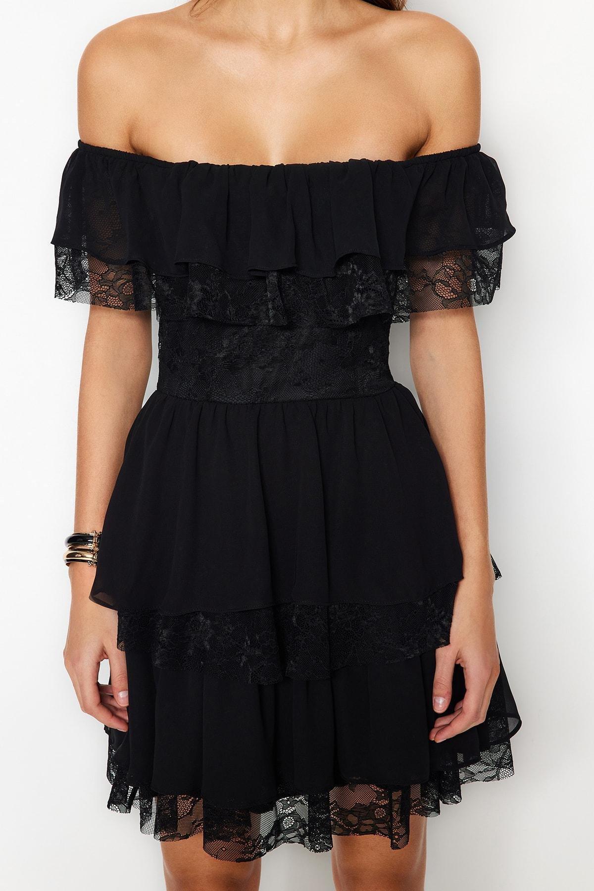 Black Off-Shoulder Skater Dress, , large image number 3