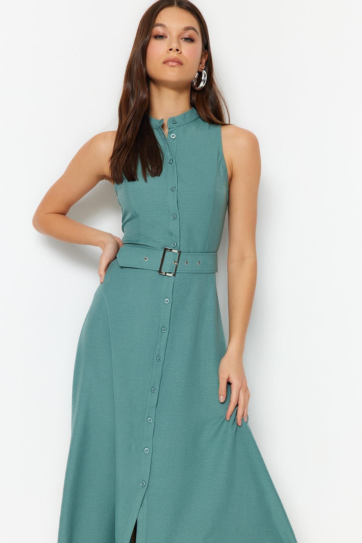 Green Shirt Dress, , large image number 2