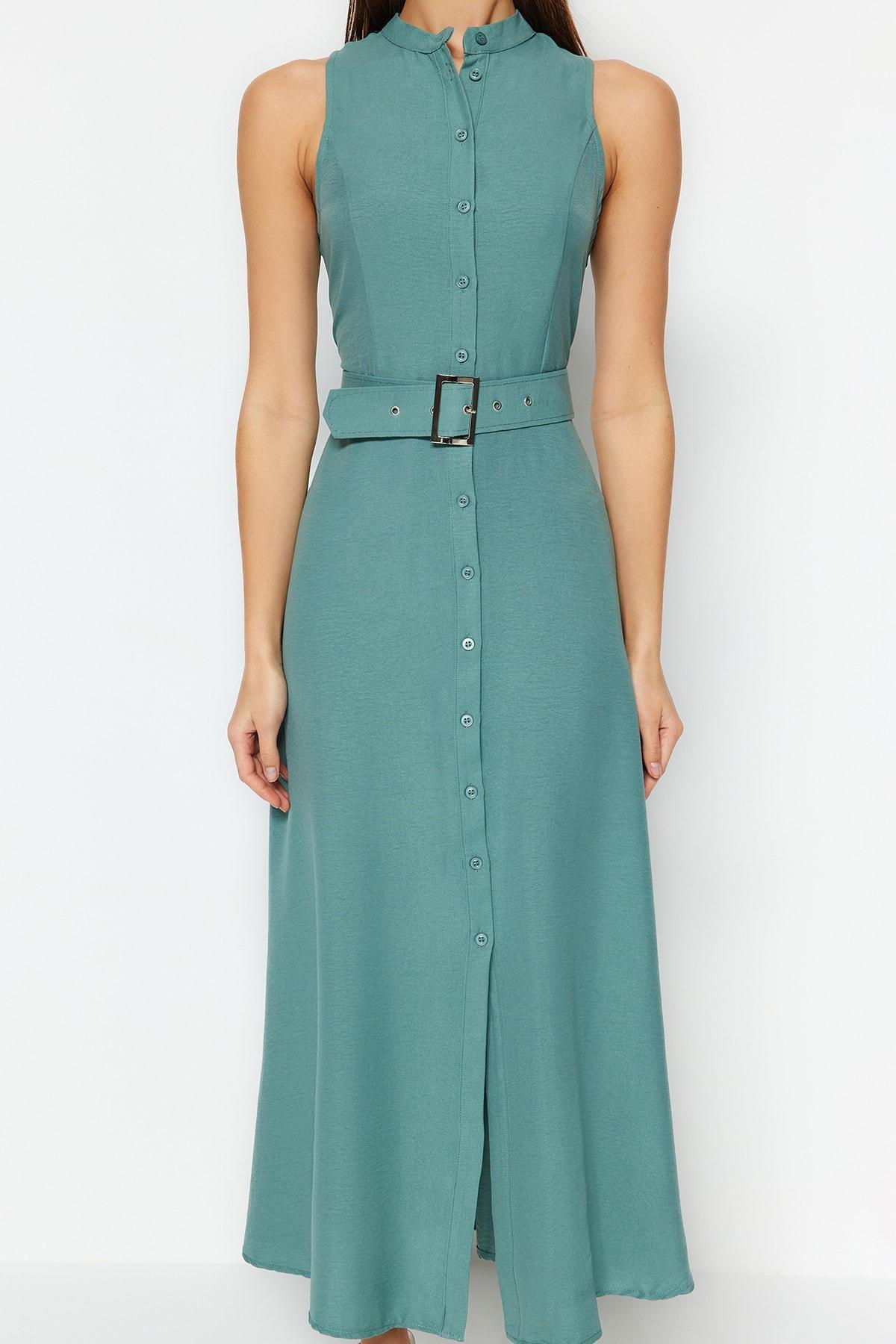 Green Shirt Dress, , large image number 3
